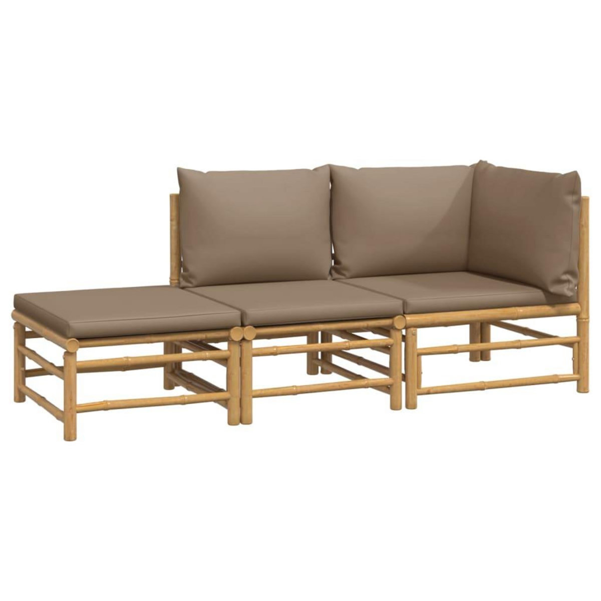 VIDAXL Salon de jardin 3 pcs avec coussins taupe bambou