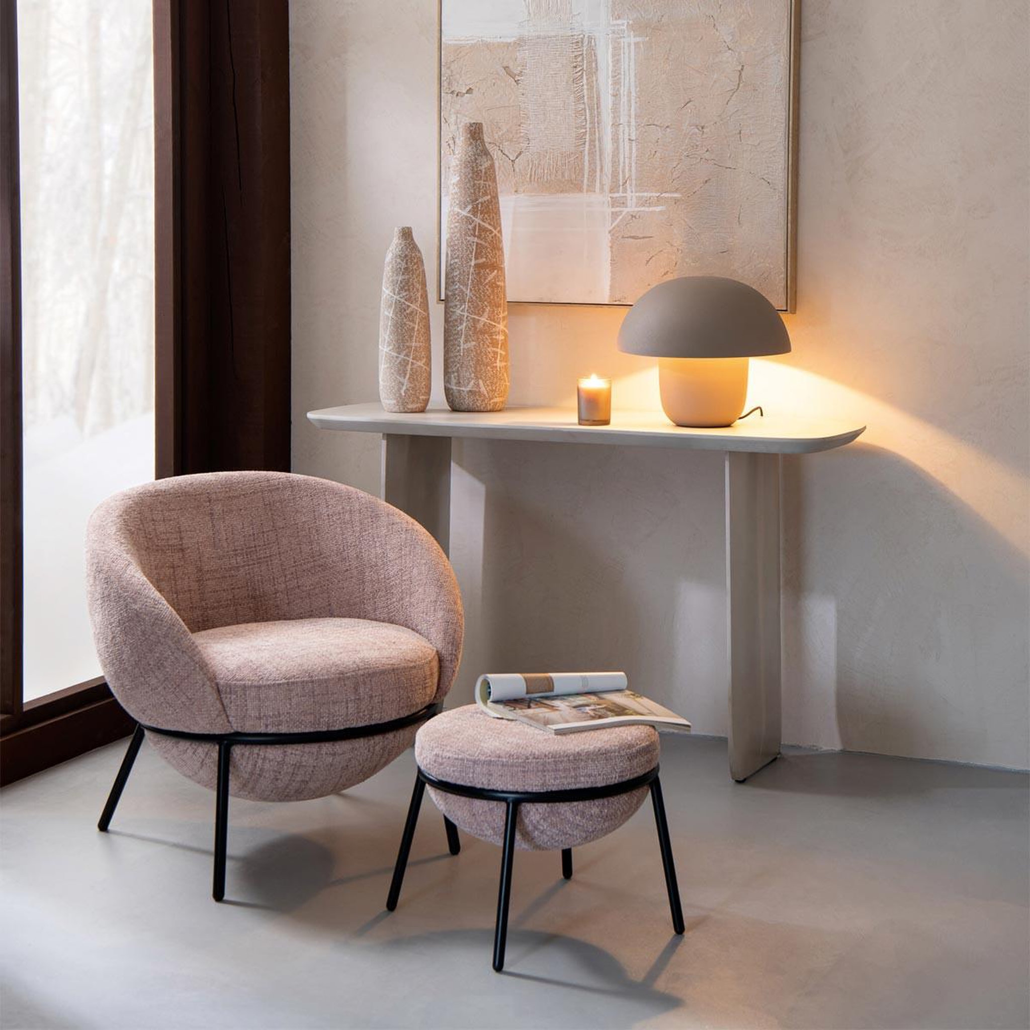 Voir la diapositive 6 : J-LINE Lampe à poser en métal  merle  35cm taupe