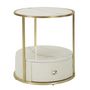 Voir la diapositive 1 : Paris Prix Table de Chevet Effet Marbre  Sharon  48cm Blanc & Or