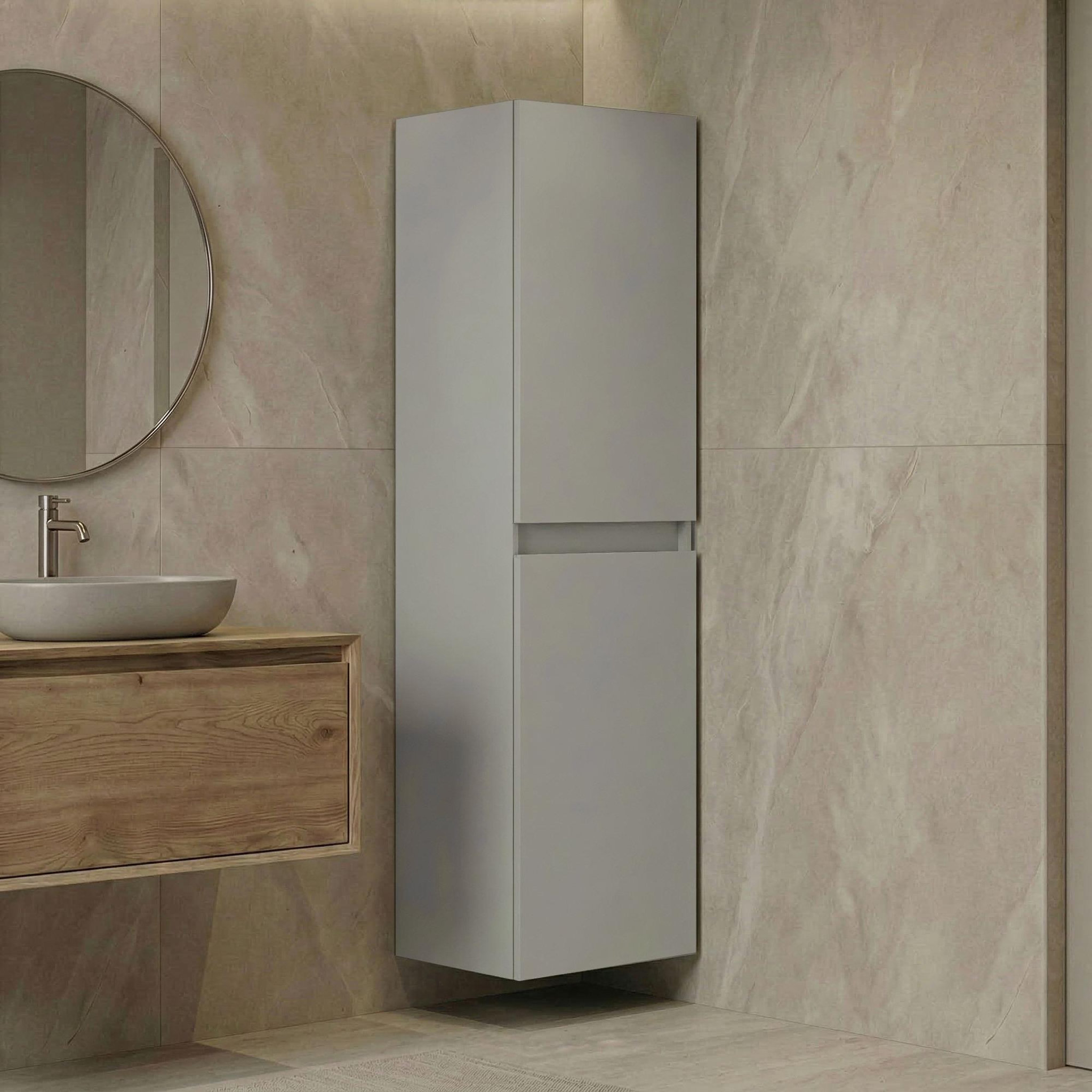 Voir la diapositive 2 : Habitat et Jardin Armoire de Salle de Bain  Nest 40 v2  - 40 x 32 x 138 cm - Matte Cashmere