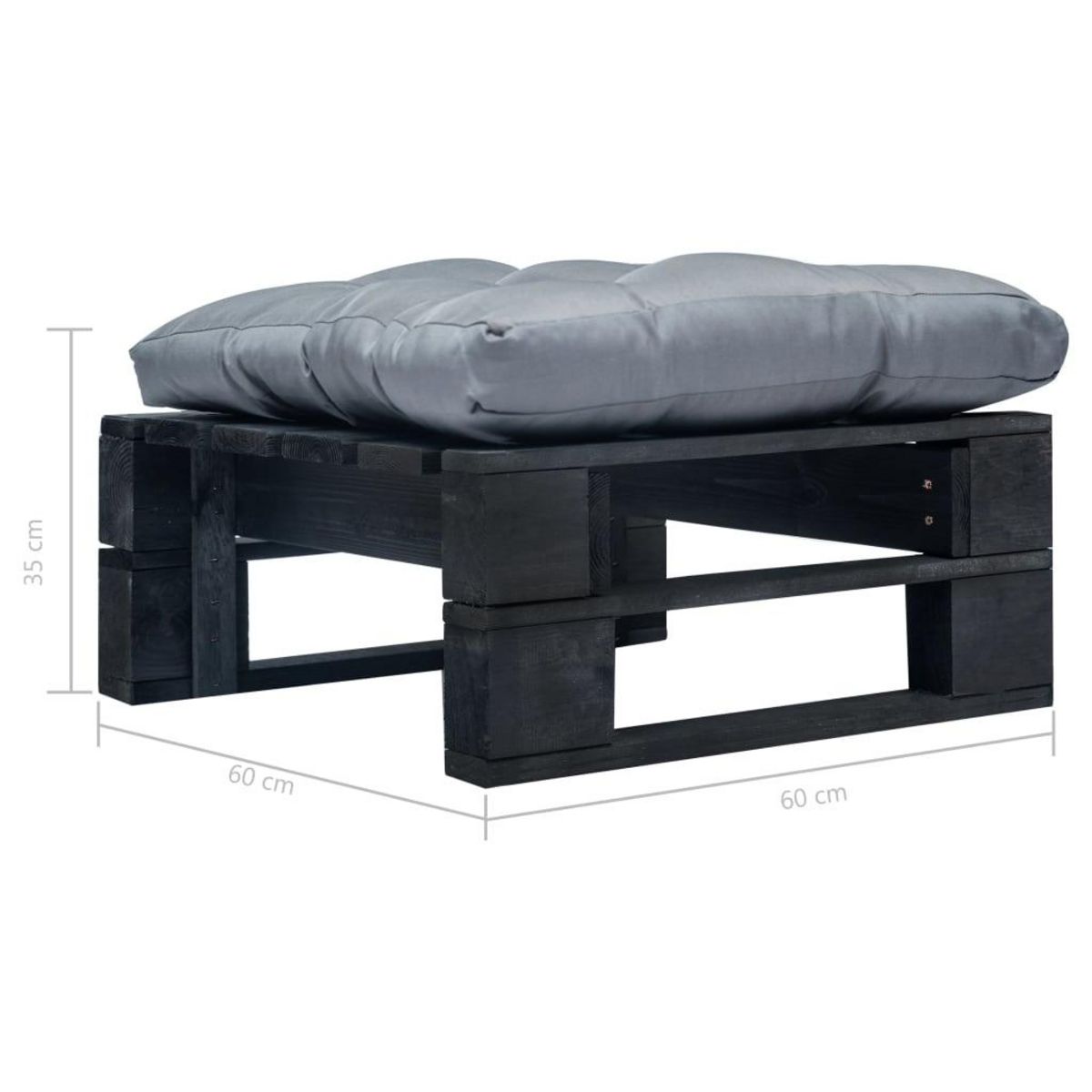 VIDAXL Repose-pied palette de jardin avec coussin gris noir bois