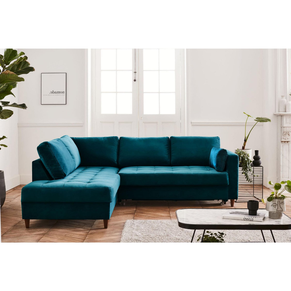 LISA DESIGN Anna - canapé d'angle gauche - 5 places - convertible - en velours