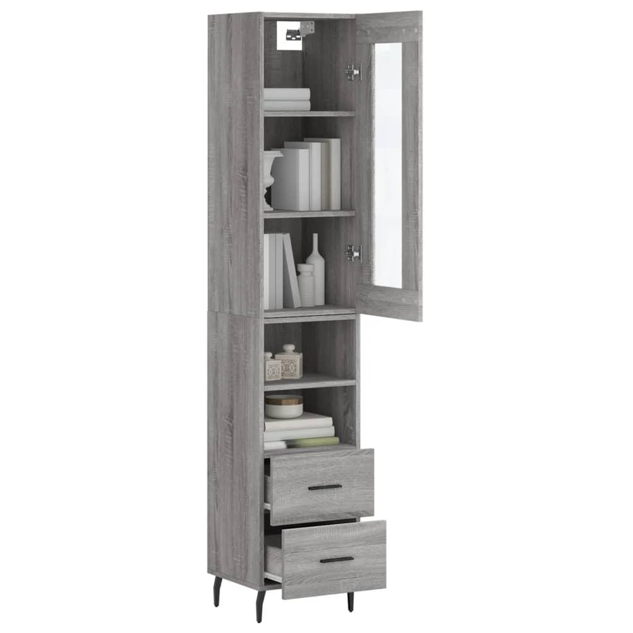Voir la diapositive 3 : VIDAXL Buffet haut Sonoma gris 34,5x34x180 cm Bois d'ingenierie