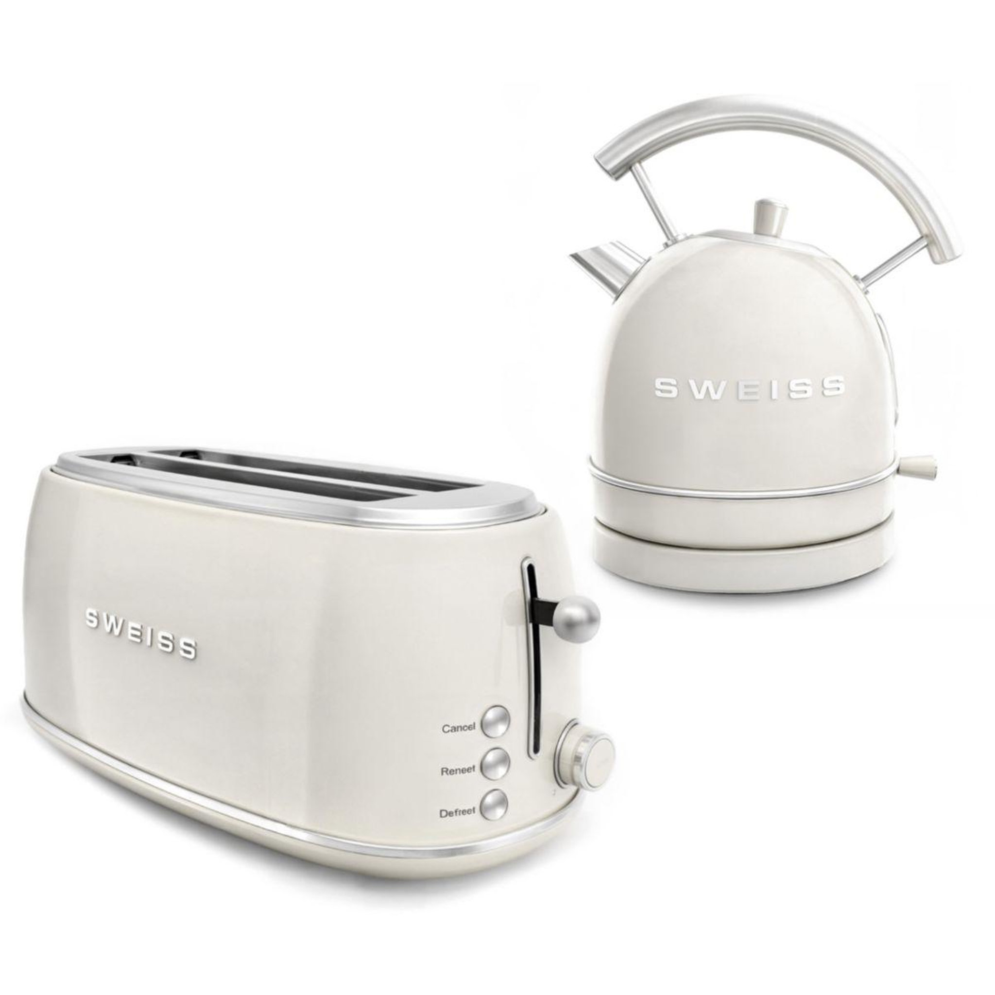 SWEISS Grille-pain + bouilloire vintage crème pack GRVKTL8