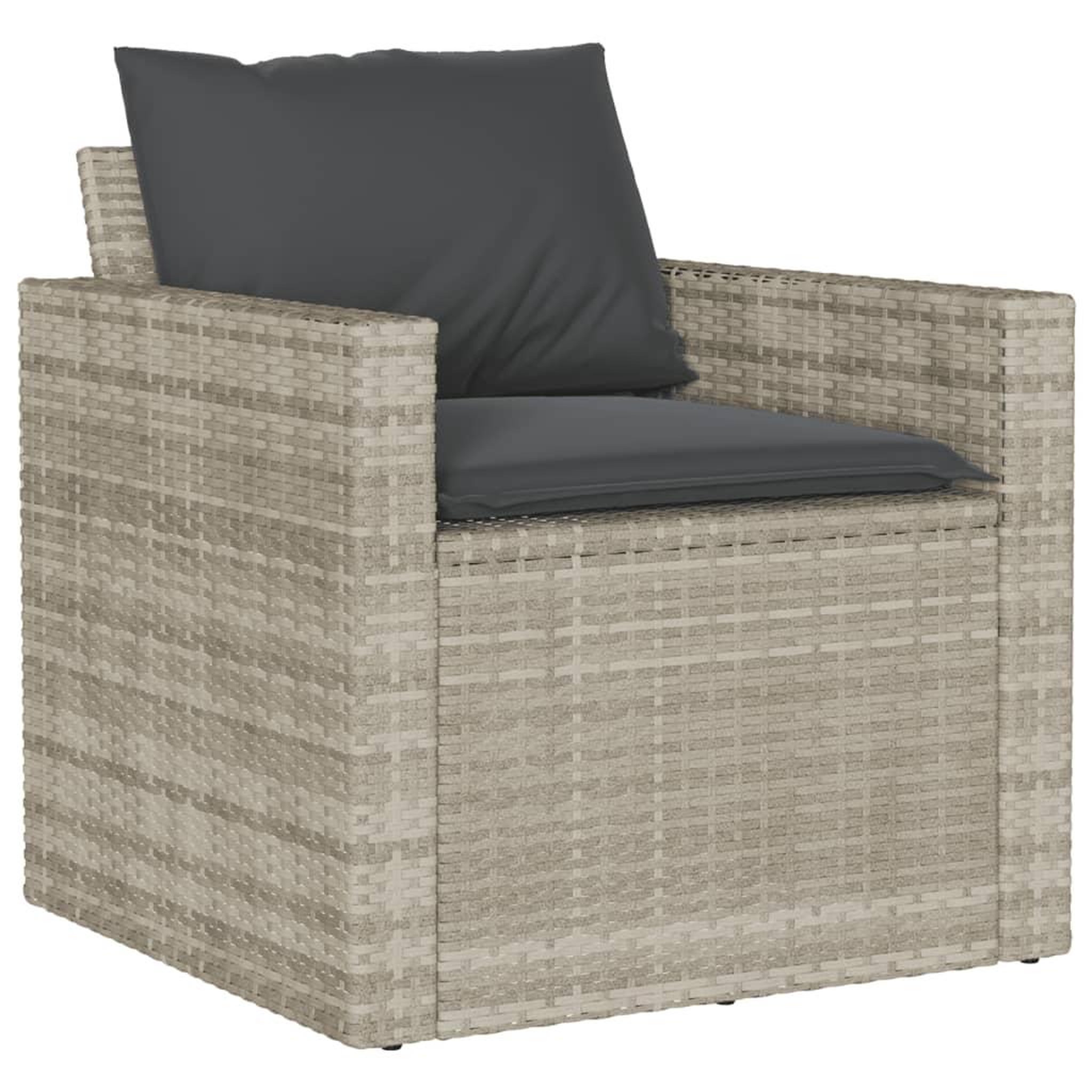 Voir la diapositive 4 : VIDAXL Salon de jardin 4 pcs avec coussins gris clair resine tressee