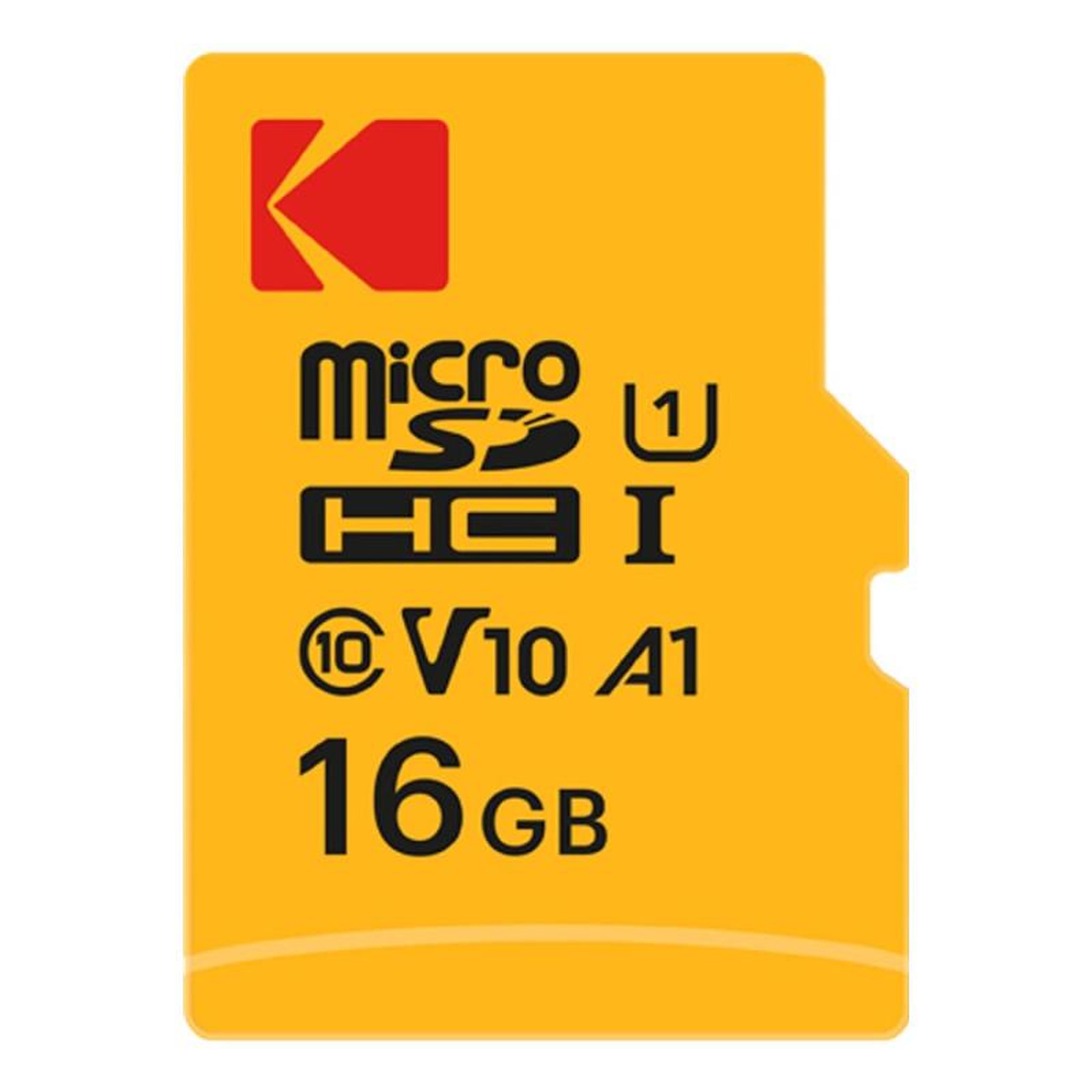 Kodak Carte mémoire micro SD Kodak carte microSD avec adaptateur 16Gb. class 10 UHS1 Video class 10 (V10). Up to 25MB s write speed