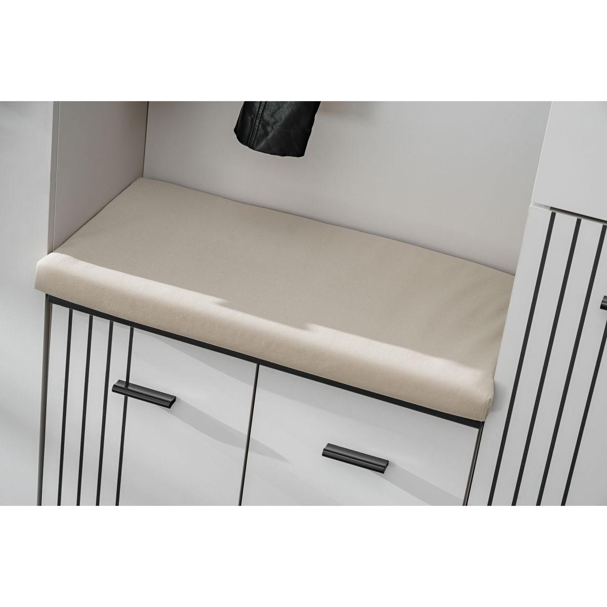 Voir la diapositive 3 : Paris Prix Meuble de rangement avec coussin  hugo  60cm gris & noir