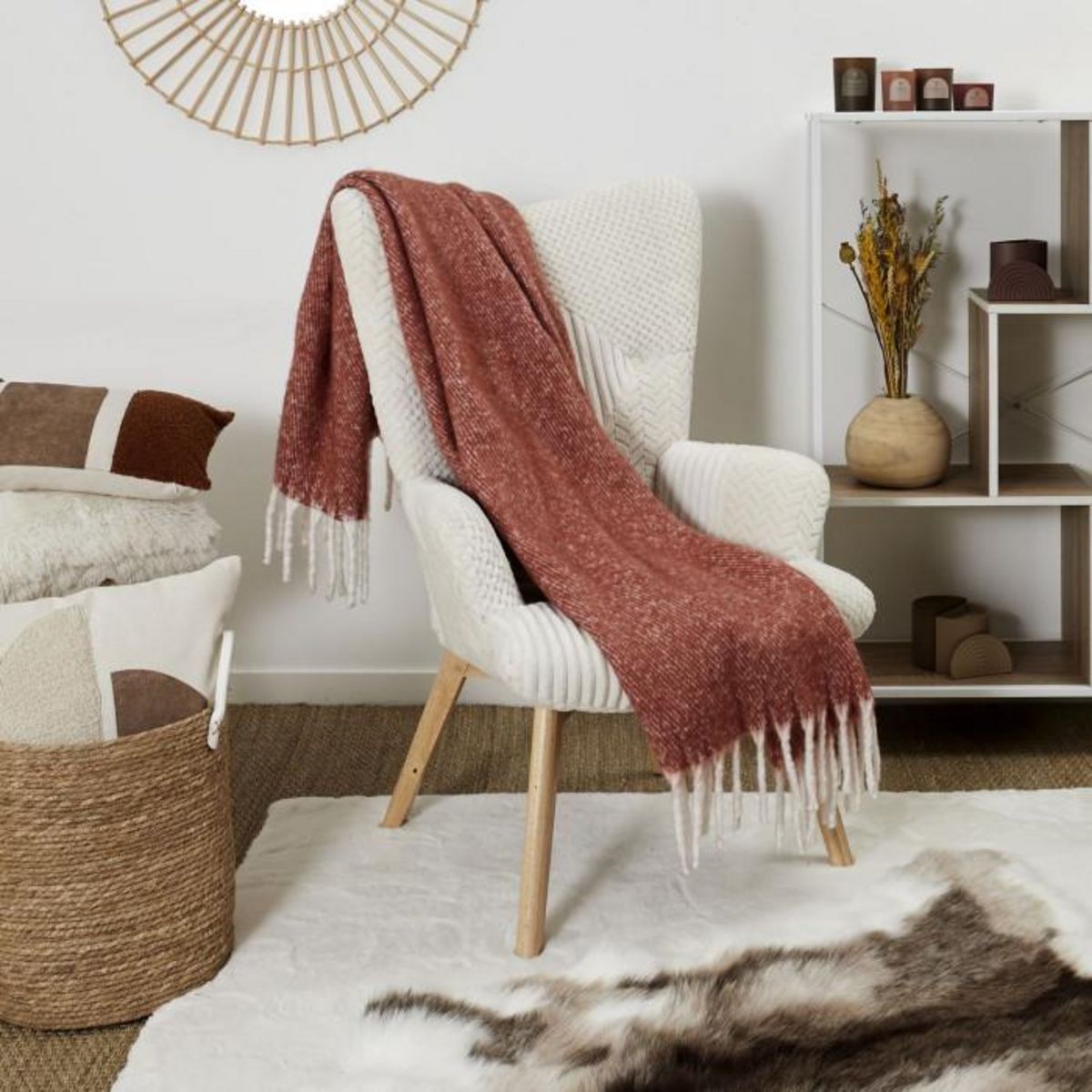 Paris Prix Plaid à Franges  Coy  120x150cm Terracotta