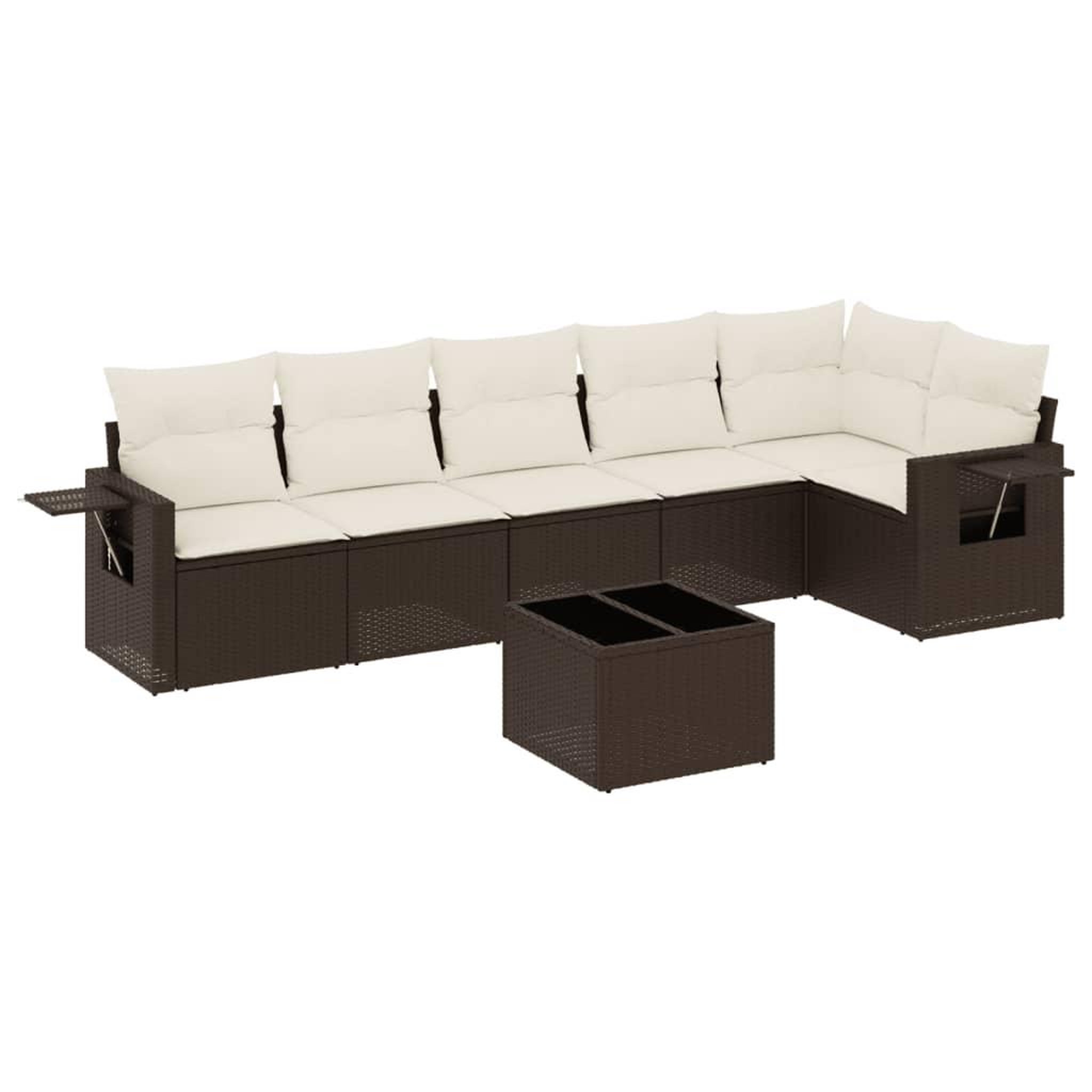 Voir la diapositive 2 : VIDAXL Salon de jardin avec coussins 7 pcs marron resine tressee