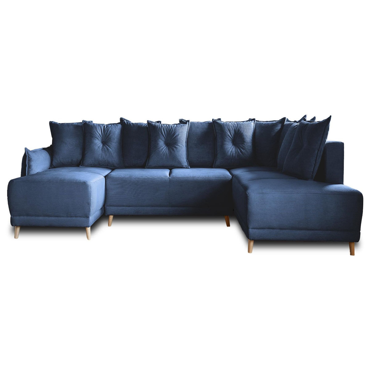 BEST MOBILIER Lena - canapé panoramique d'angle droit 7 places - convertible avec coffre - en velours côtelé