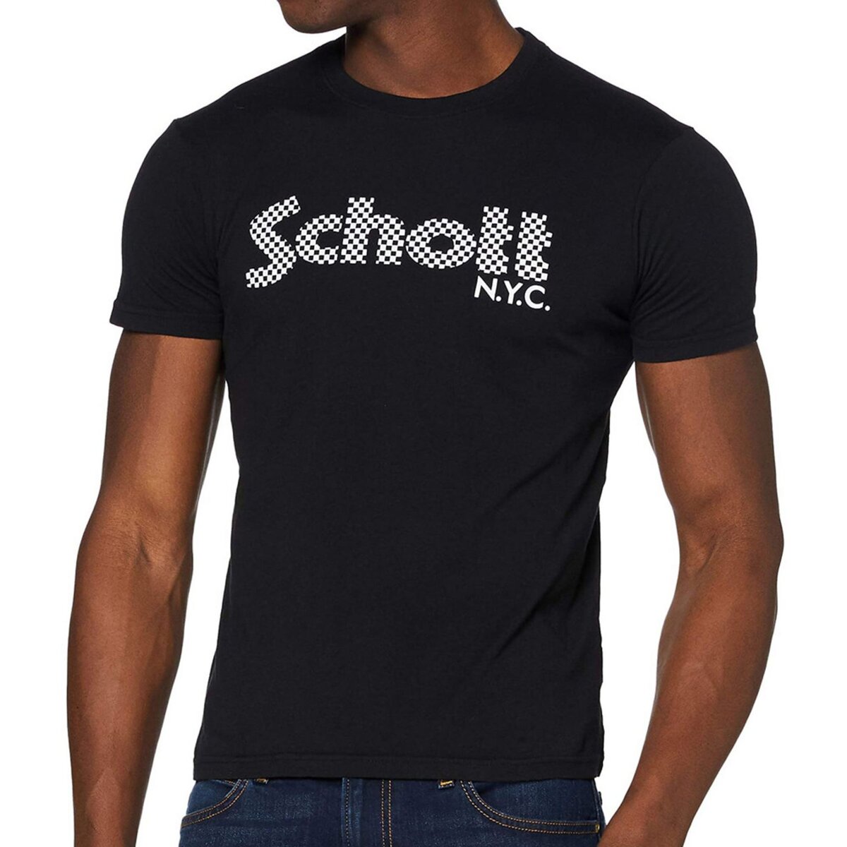  T-shirt Noir/Blanc Homme Schott Logo