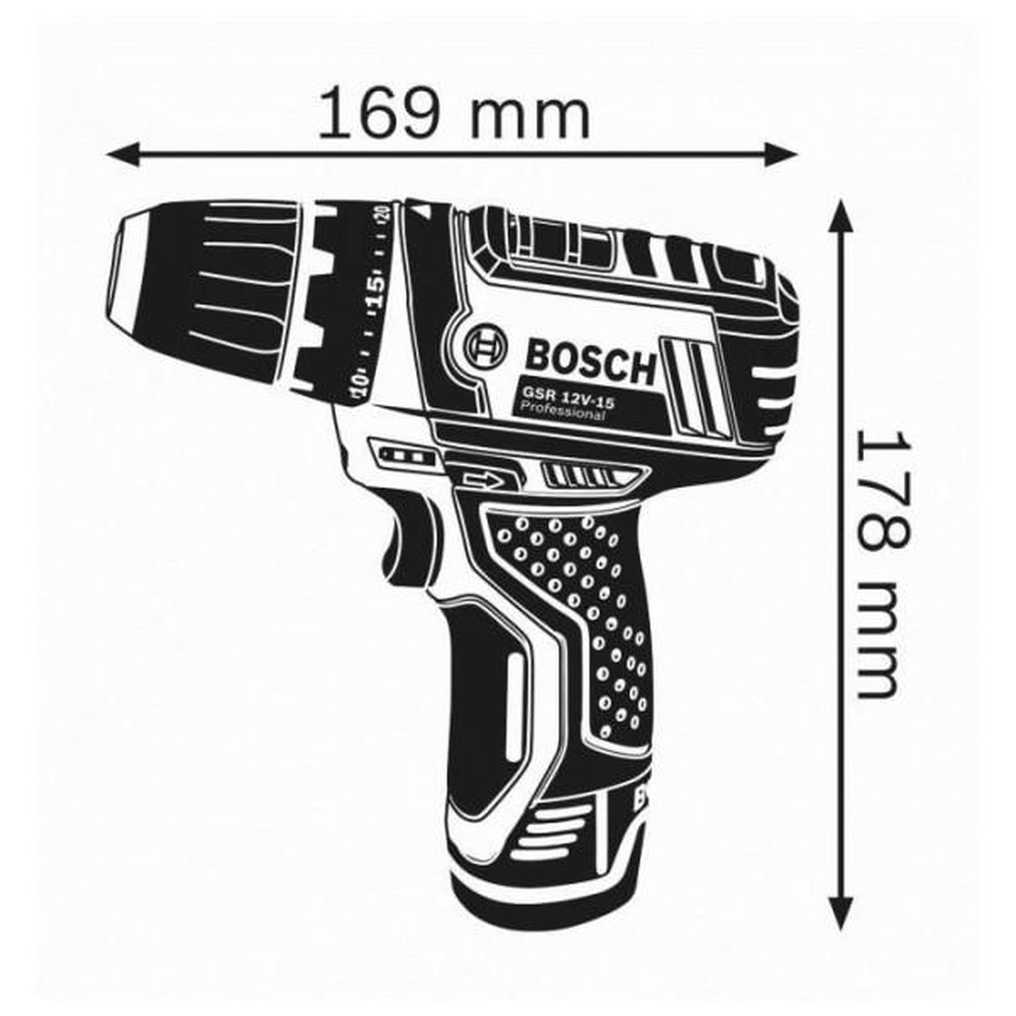 Voir la diapositive 3 : Bosch Professional Perceuse-visseuse bosch professional gsr 12v-15 sans batterie - 0601868101