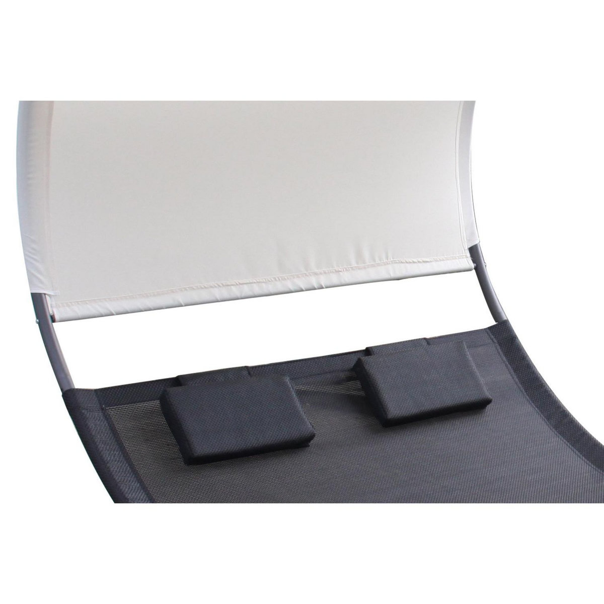 CONCEPT USINE Transat double à bascule avec auvent noir et écru ESSAOUIRA