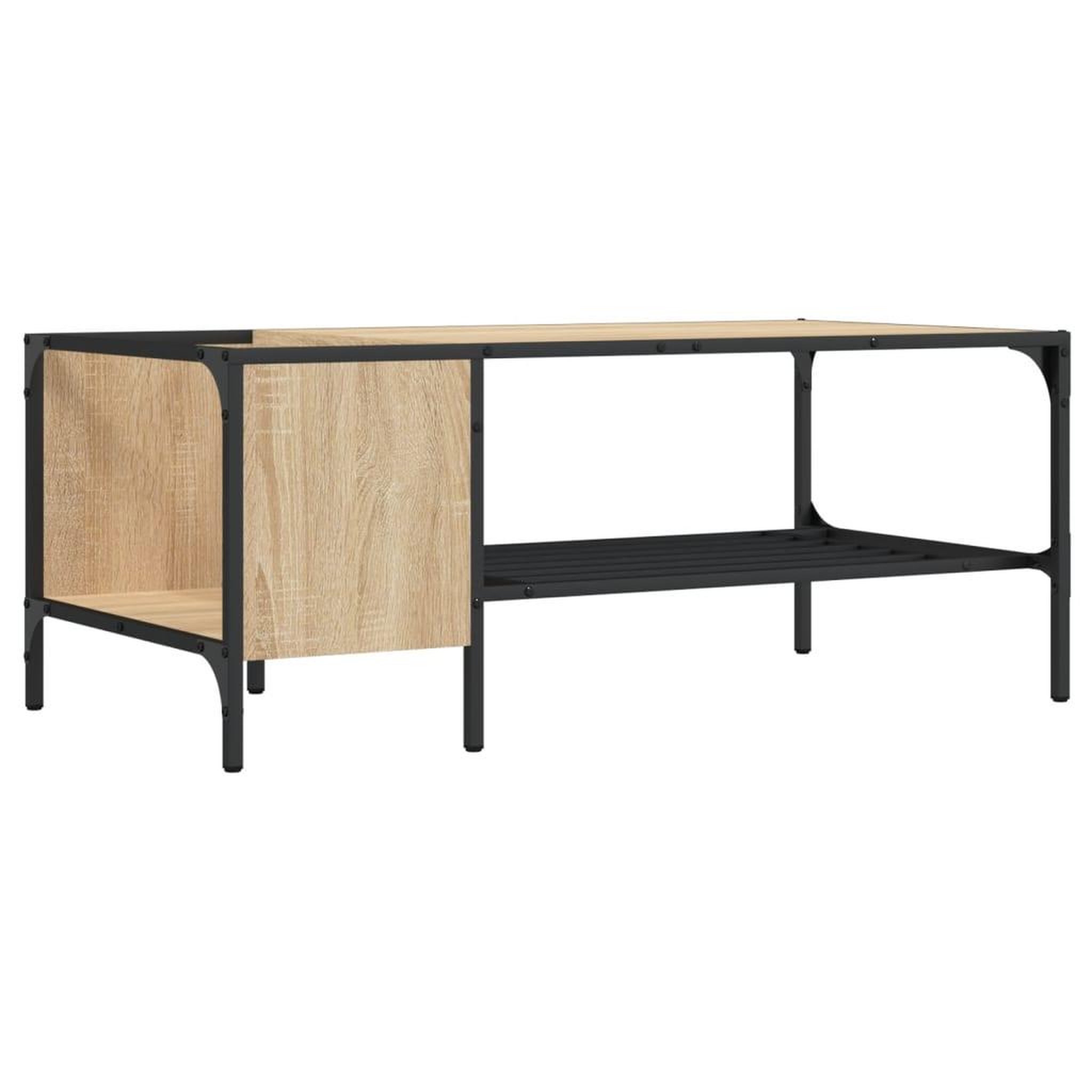 Voir la diapositive 2 : VIDAXL Table basse support chene sonoma 100x51x40cm bois d'ingenierie