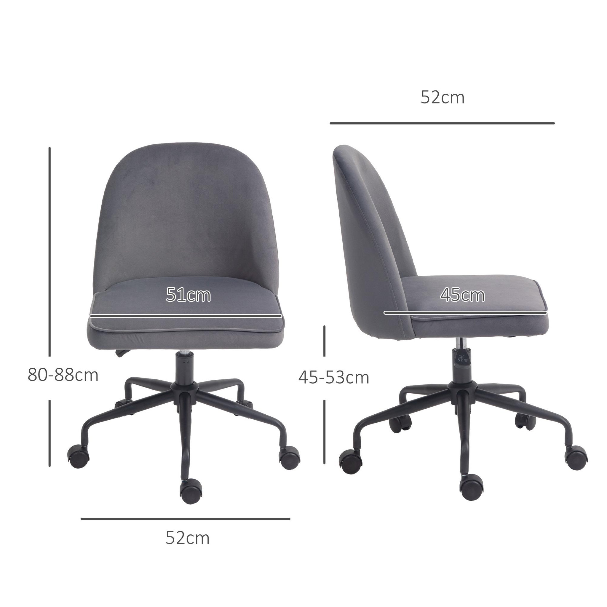 Voir la diapositive 3 : HOMCOM Chaise de bureau design réglable fonction bascule verrouillable aspect velours gris