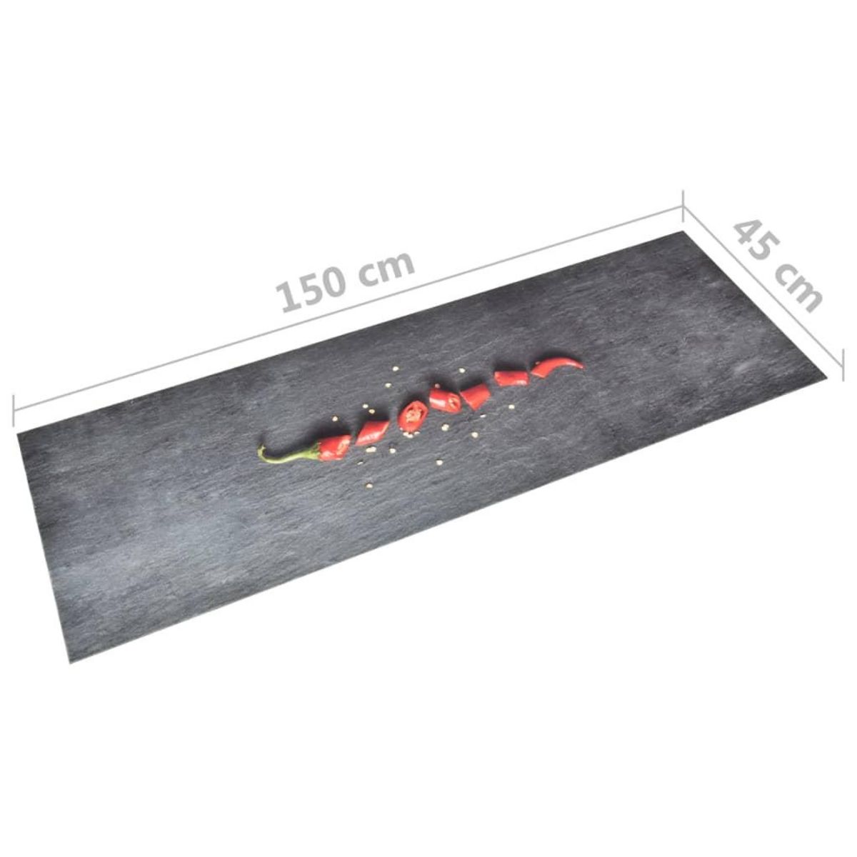 VIDAXL Tapis de sol de cuisine lavable Poivre 45x150 cm