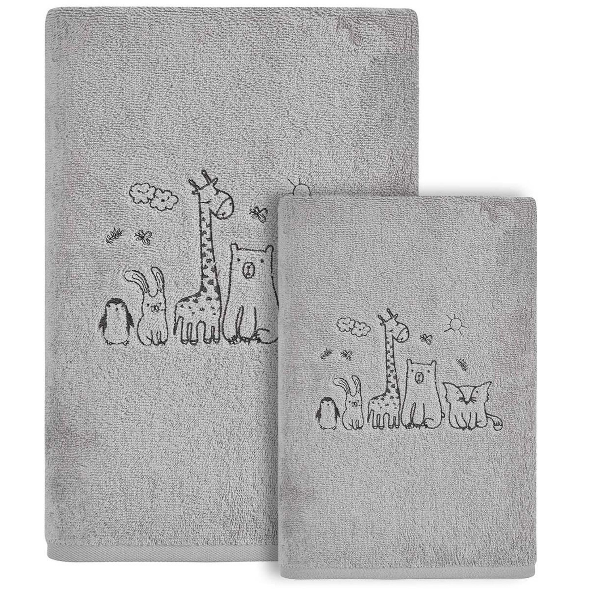 Voir la diapositive 1 : Sensei Maison Ensemble enfant 1 serviette de toilette + 1 drap de bain BABY JUNGLE