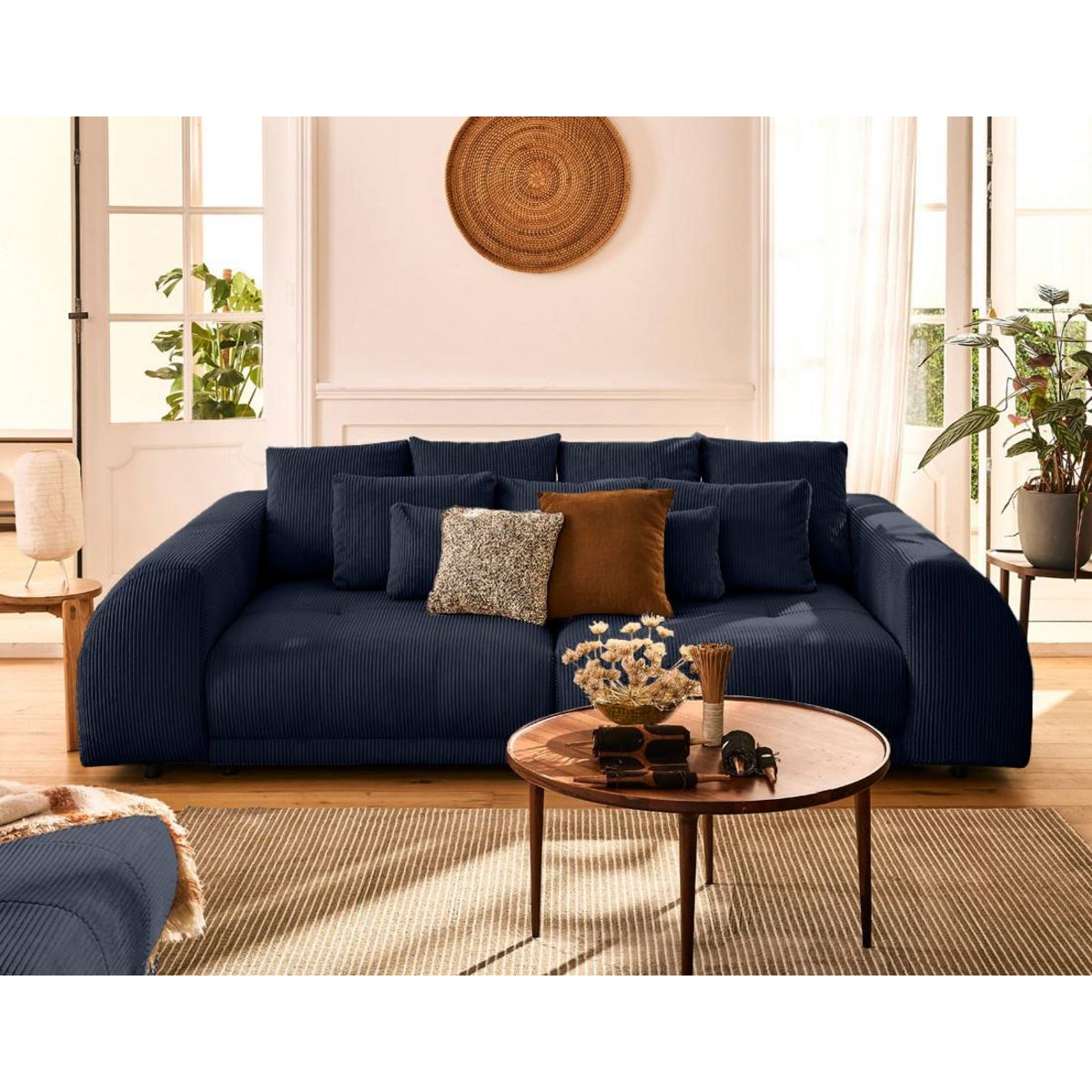 LISA DESIGN Amadora - canapé droit 4 places en velours côtelé