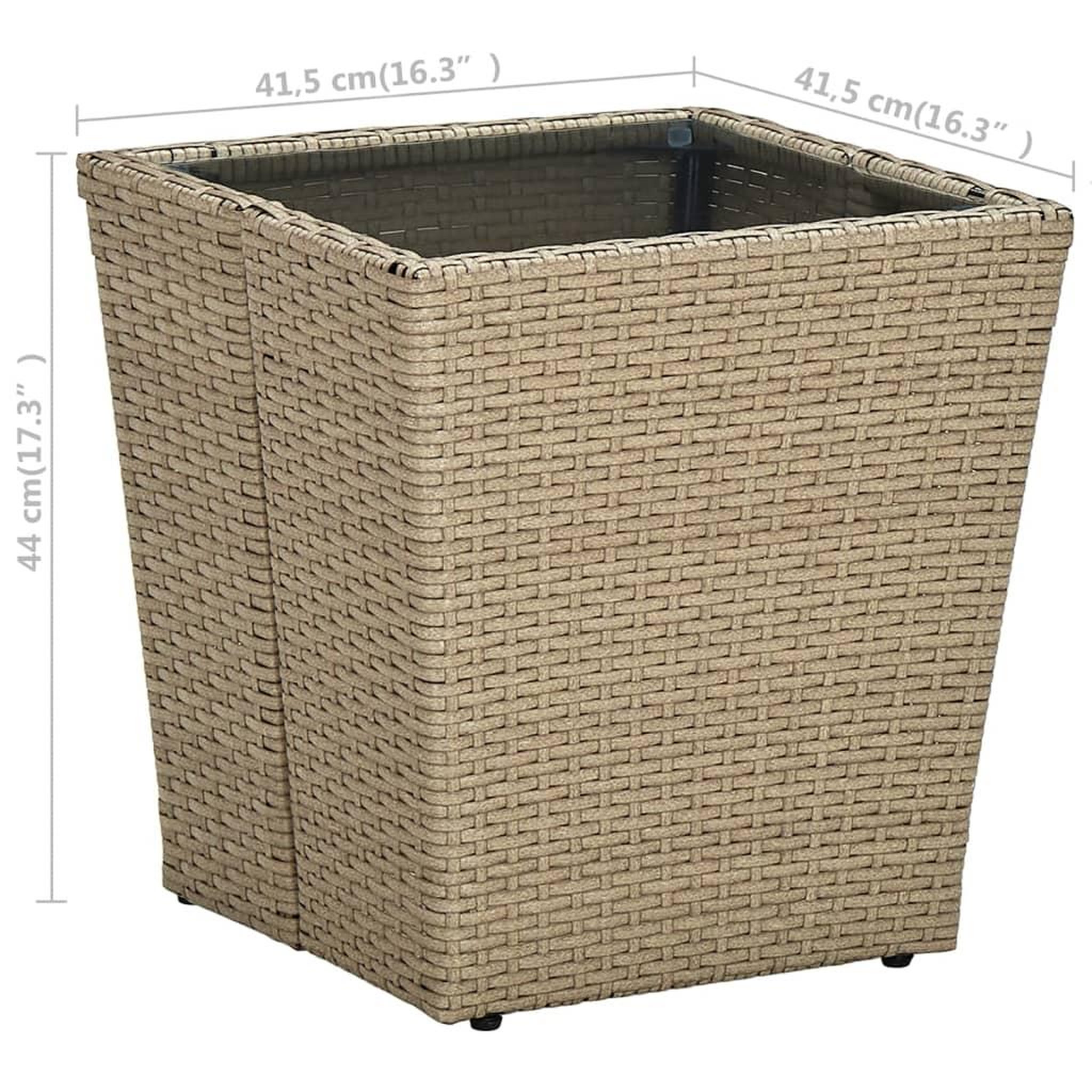 Voir la diapositive 6 : VIDAXL Table a the Beige 41,5x41,5x44cm Resine tressee et verre trempe