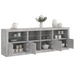VIDAXL Buffet avec lumières LED gris béton 202x37x67 cm