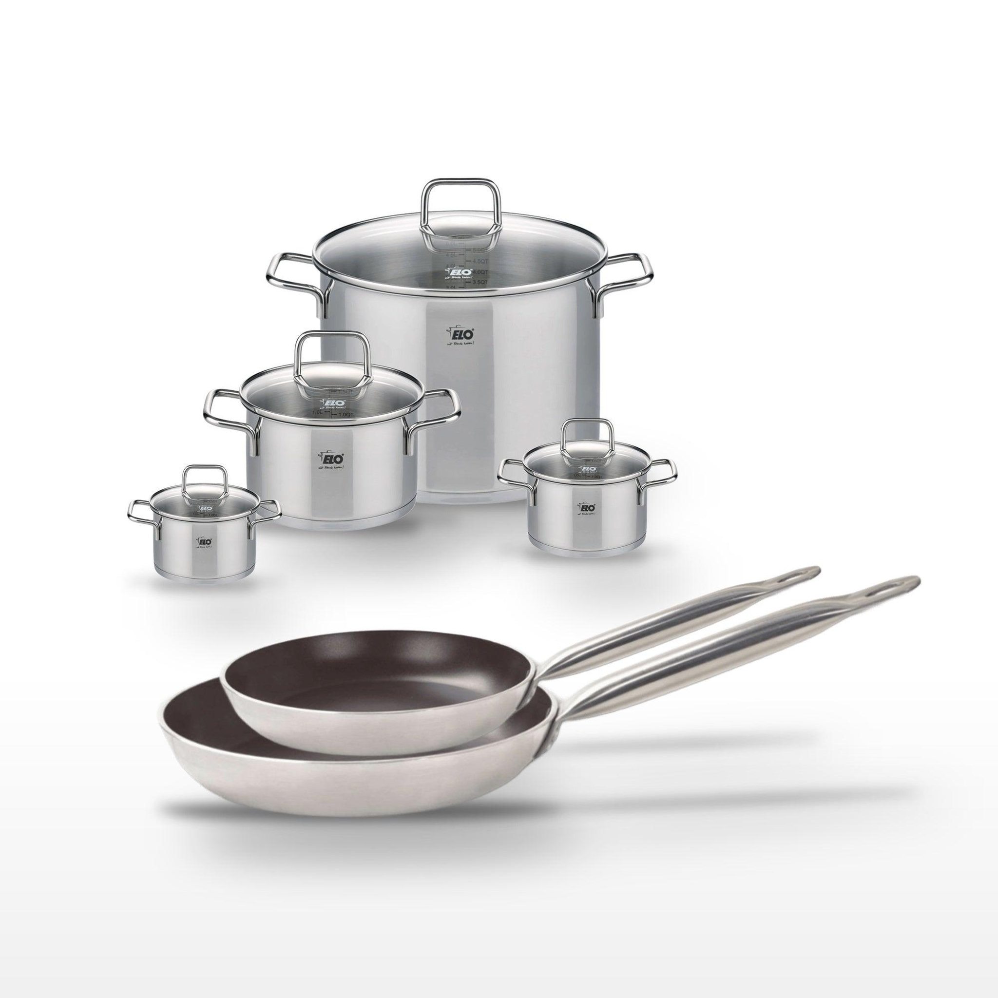 ELO Lot poêles 28/32 cm elo bistro line et faitouts 12/14/20/26 cm