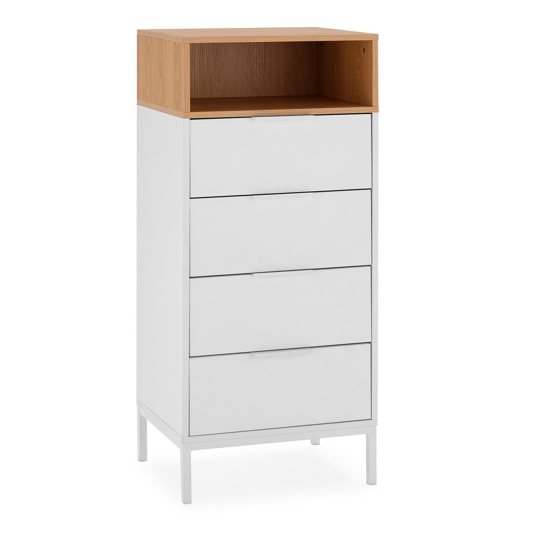 VS VENTA-STOCK Commode haute Nieve 4 tiroirs couleur Blanc