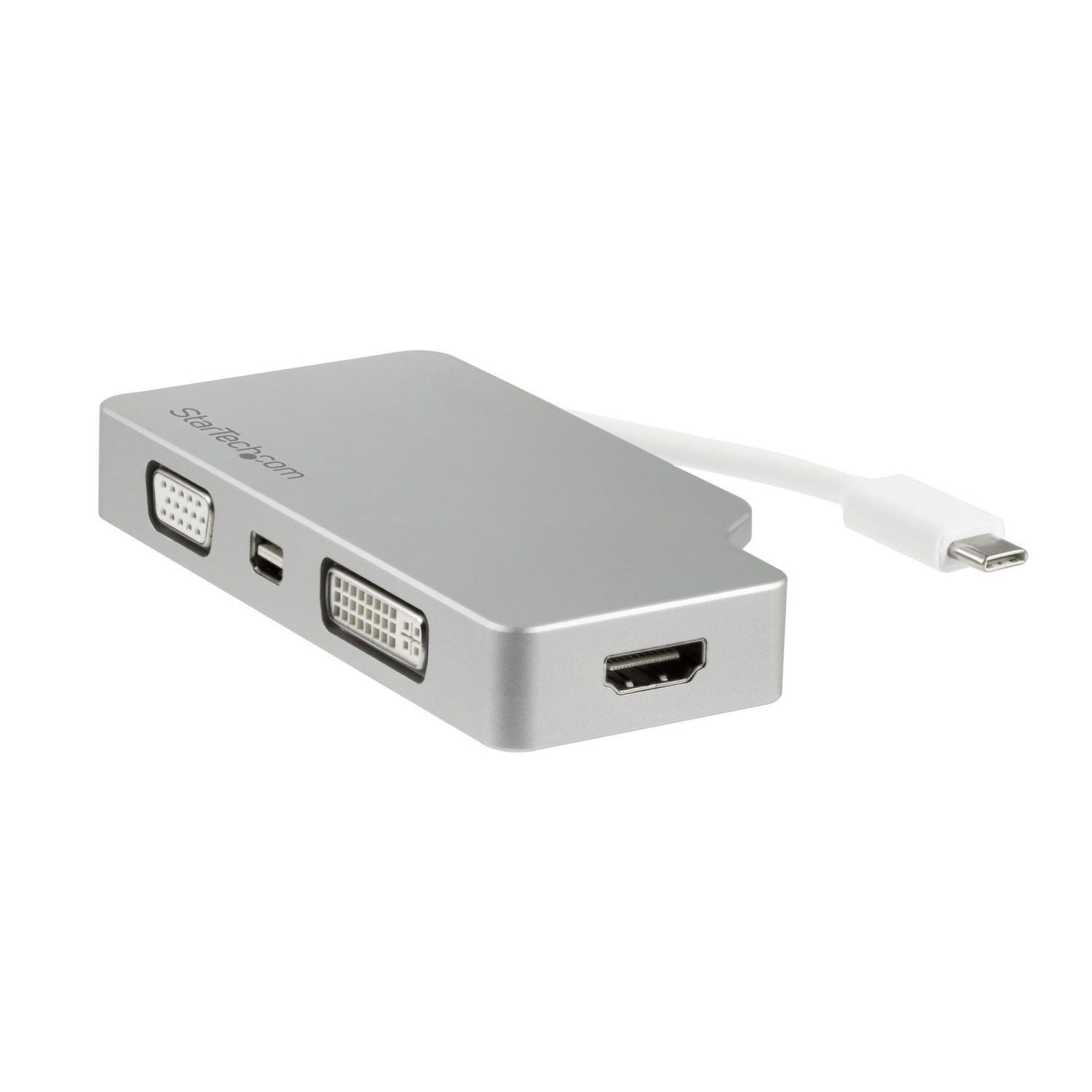 Startech StarTech.com Adaptateur Multiport USB-C avec HDMI/VGA/Mini DisplayPort ou DVI - Convertisseur Moniteur USB Type C vers HDMI 1.4 ou mDP 1.2 (4K) - VGA ou DVI (1080p) - Aluminium Argenté