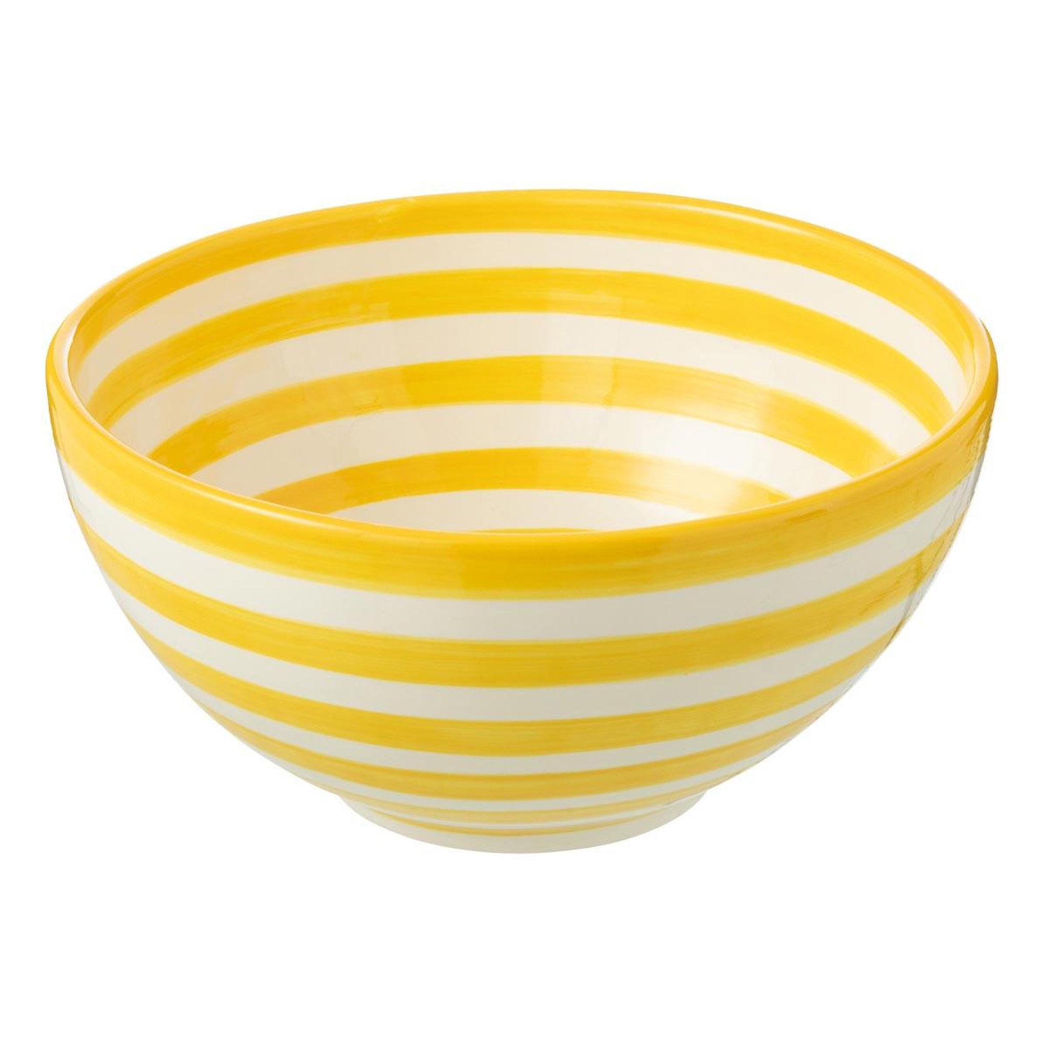 J-LINE Saladier en céramique  granada rayure  28cm jaune