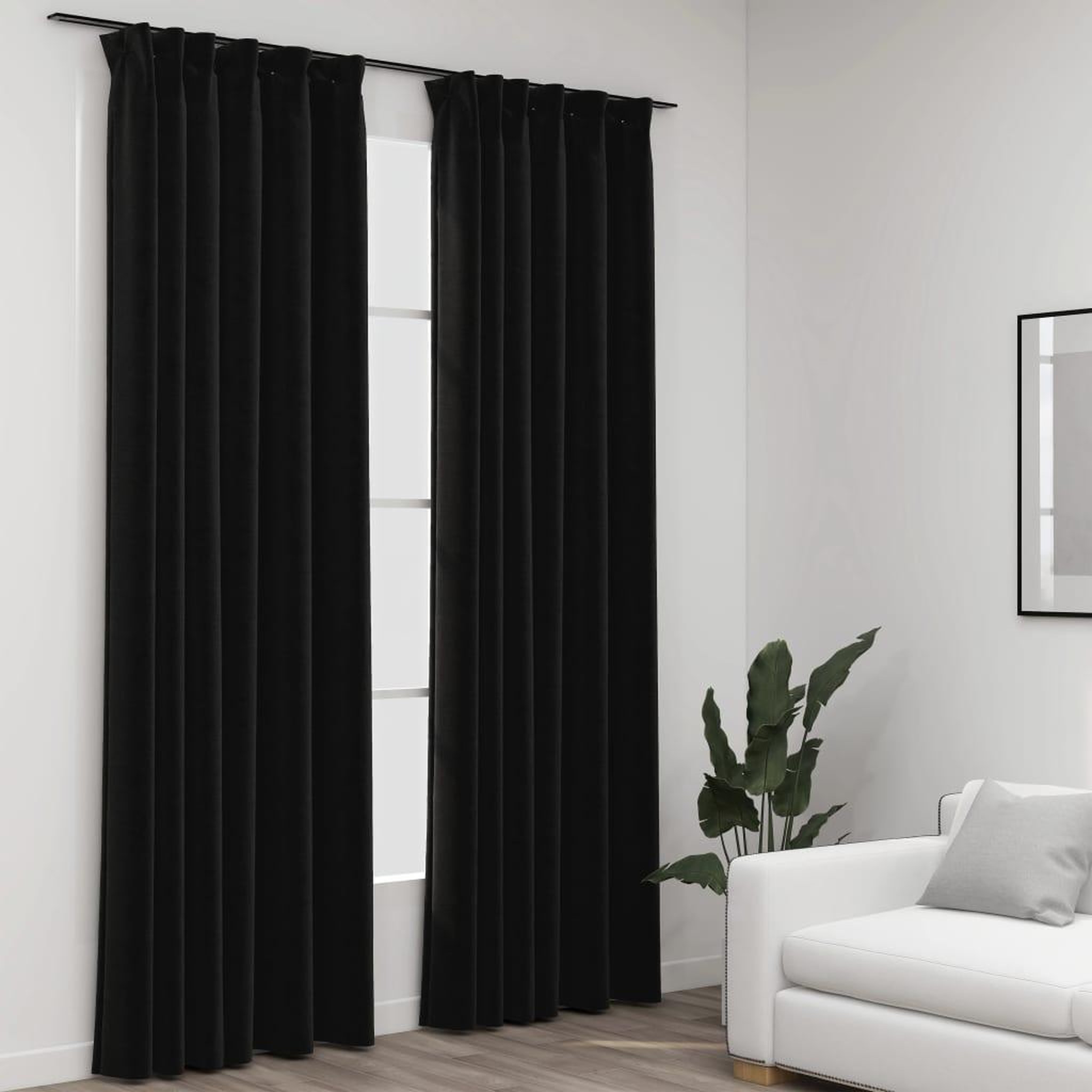 Voir la diapositive 1 : VIDAXL Rideaux occultants aspect lin crochet 2pcs Anthracite 140x225cm