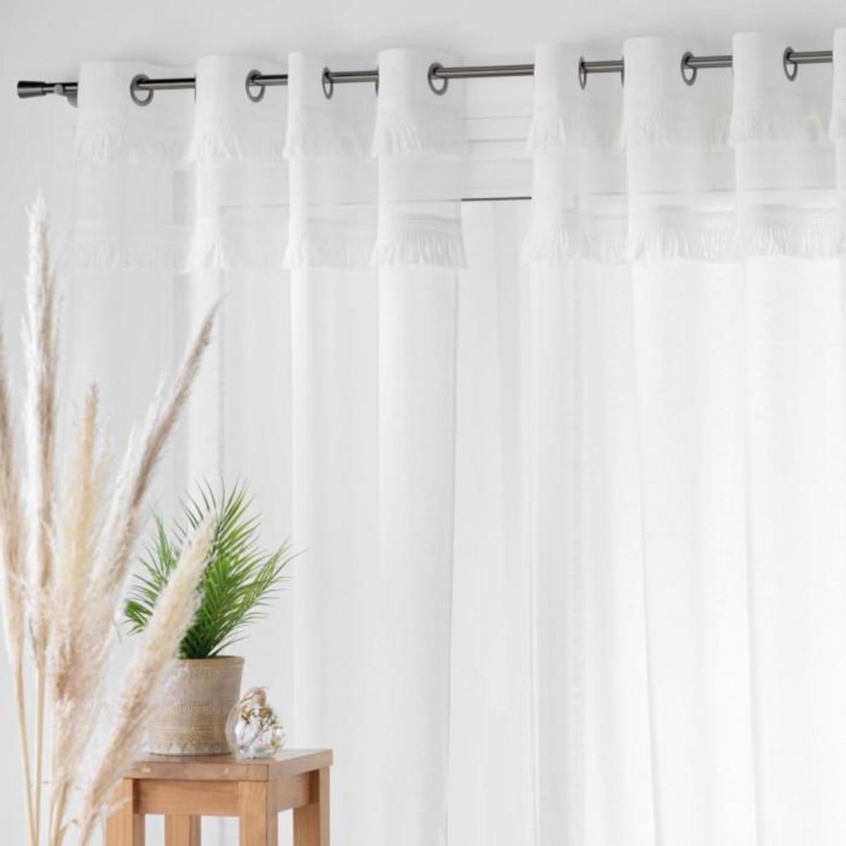 Paris Prix Rideau Voilage à Œillets  Frangina  140x240cm Blanc