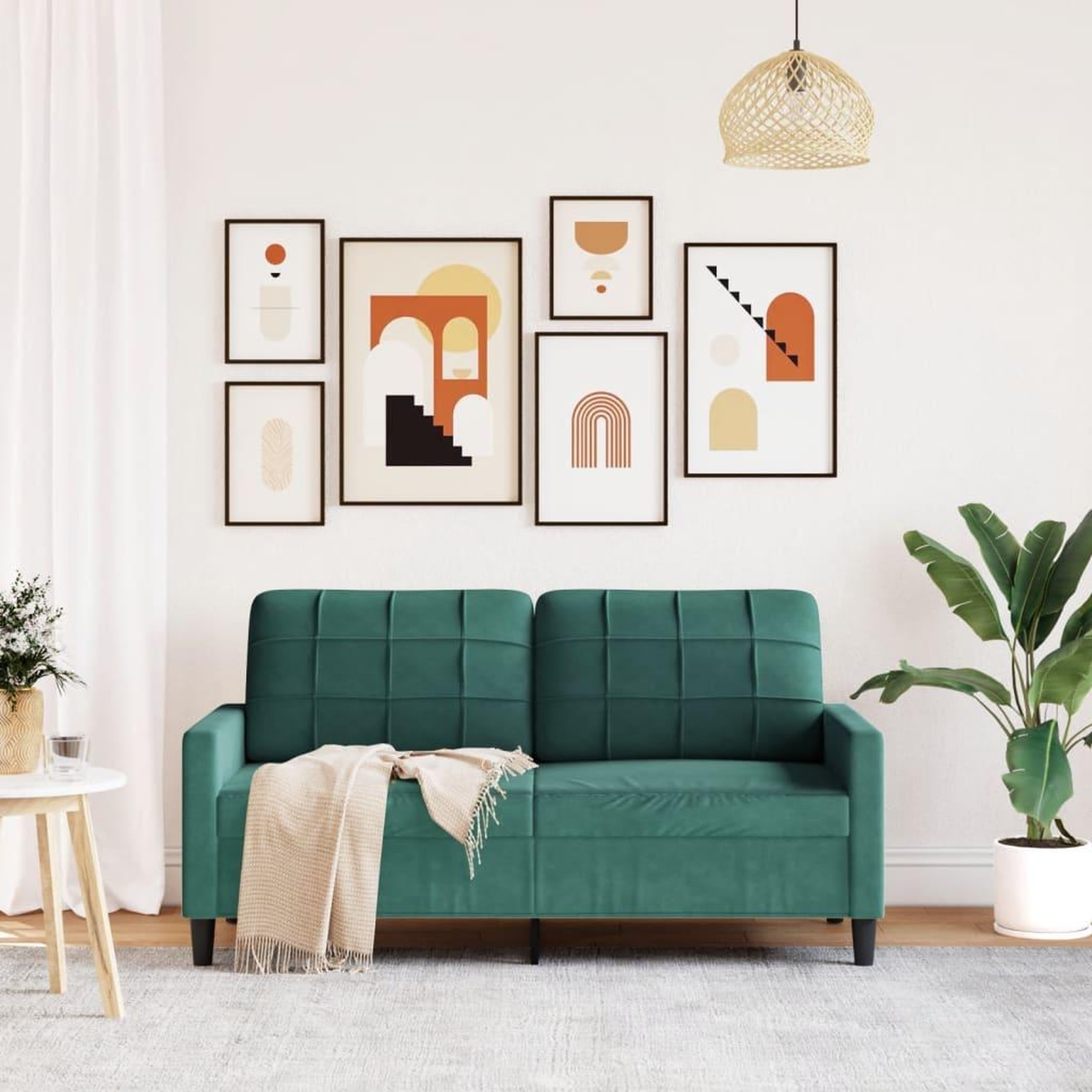 Voir la diapositive 3 : VIDAXL Canape a 2 places Vert fonce 140 cm Velours