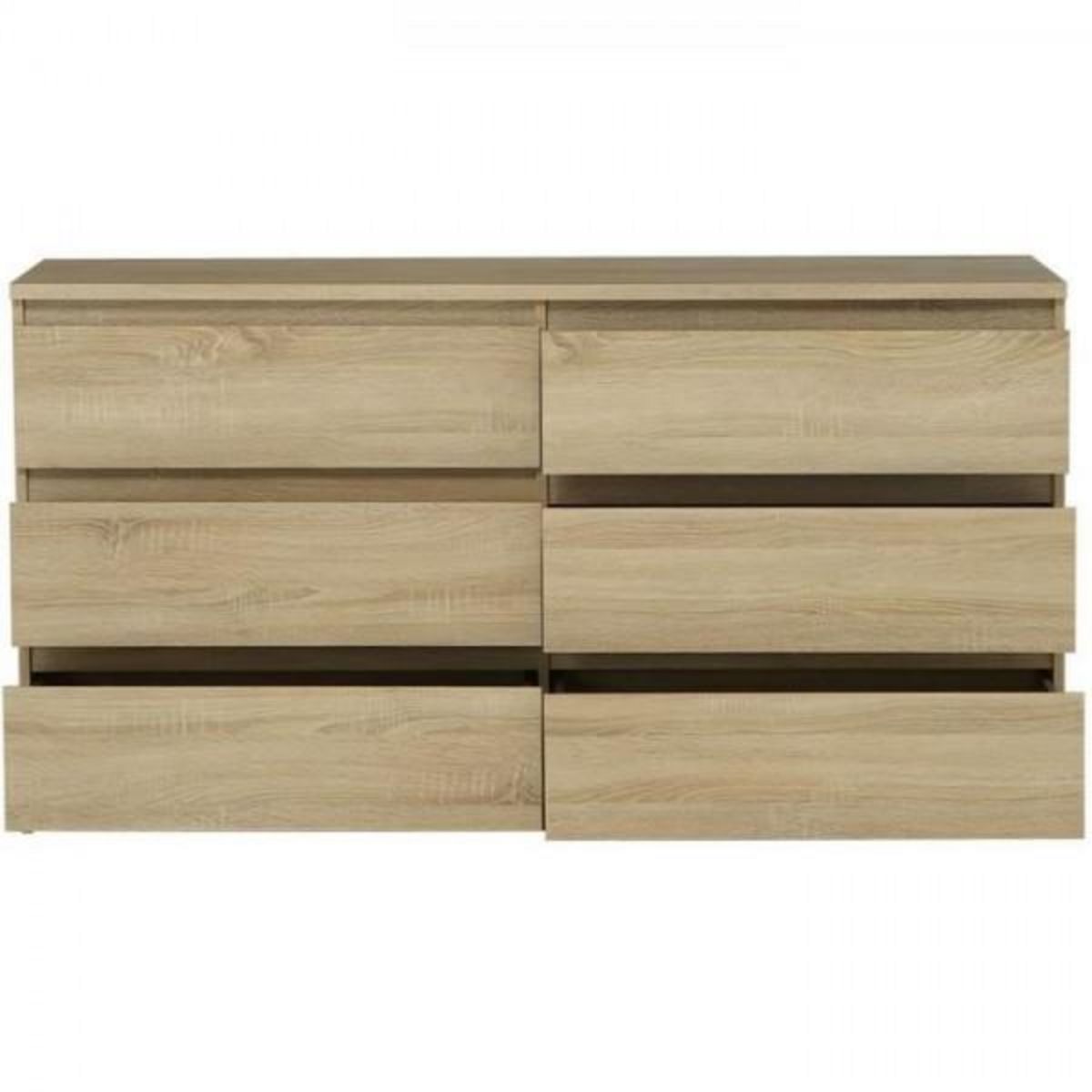 MARKET24 Commode CHELSEA 6 Tiroirs - Couleur chene - L 154 x P 42,2 x H 79,9 cm