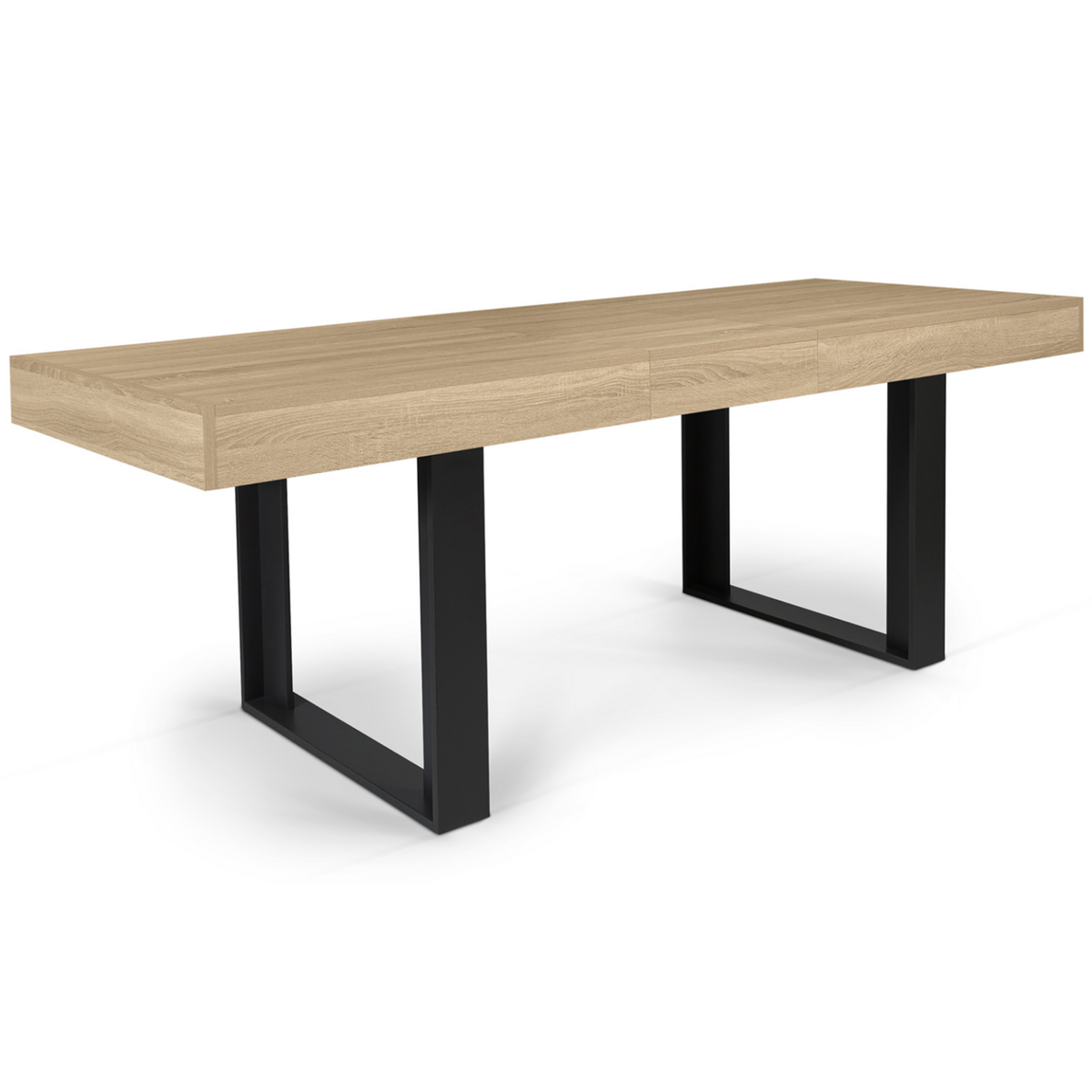ID MARKET Table à manger extensible rectangle PHOENIX 4-8 personnes bois et noir 160-200 cm