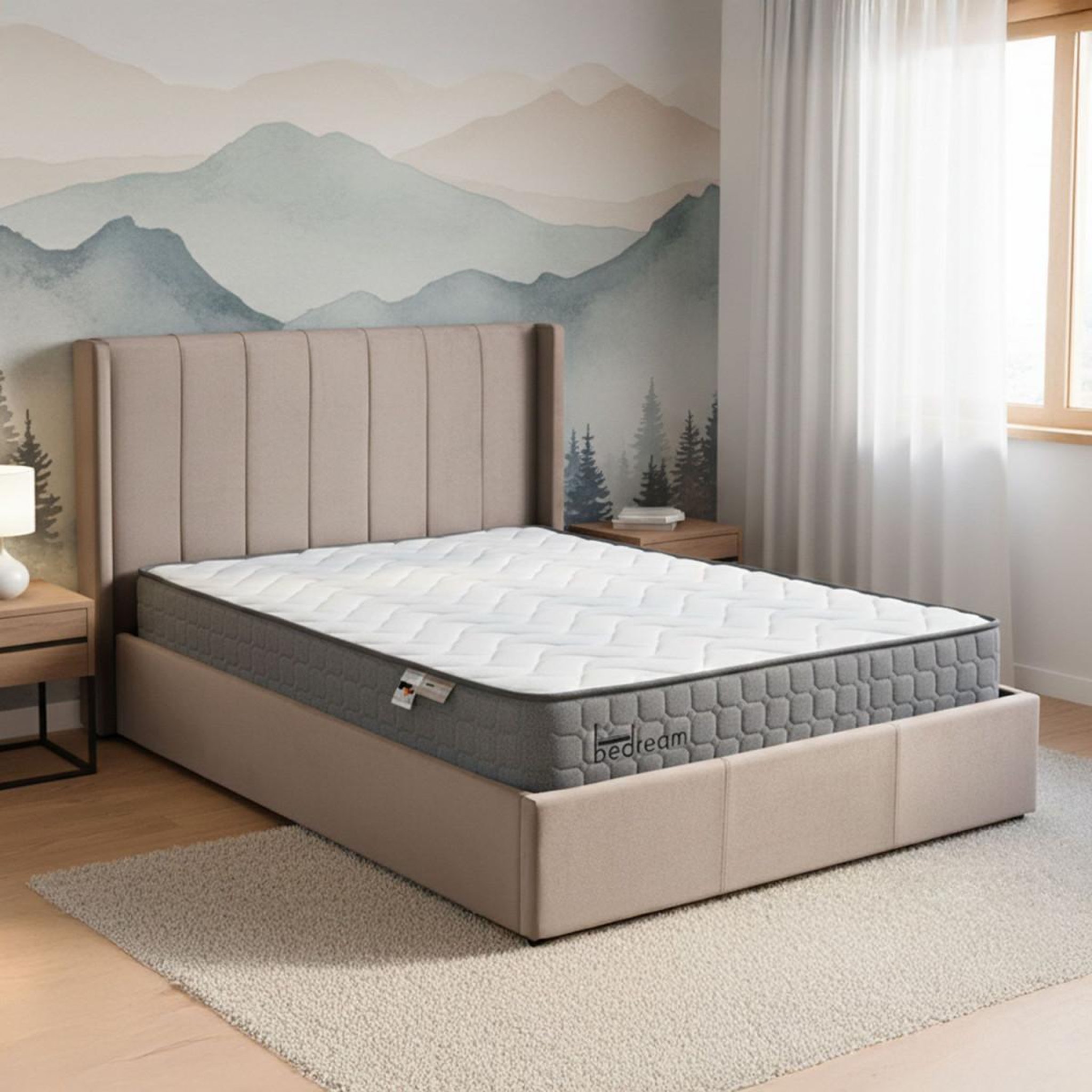 Voir la diapositive 4 : Paris Prix Pack lit coffre en velours & matelas  maggie & goodream  160x200cm taupe