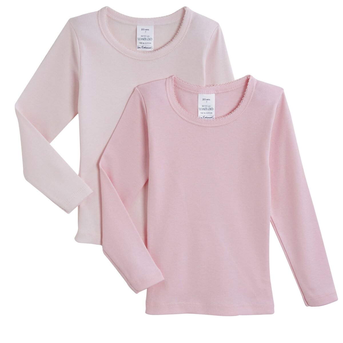 IN EXTENSO Lot de 2 tee-shirts manches longues unis fille