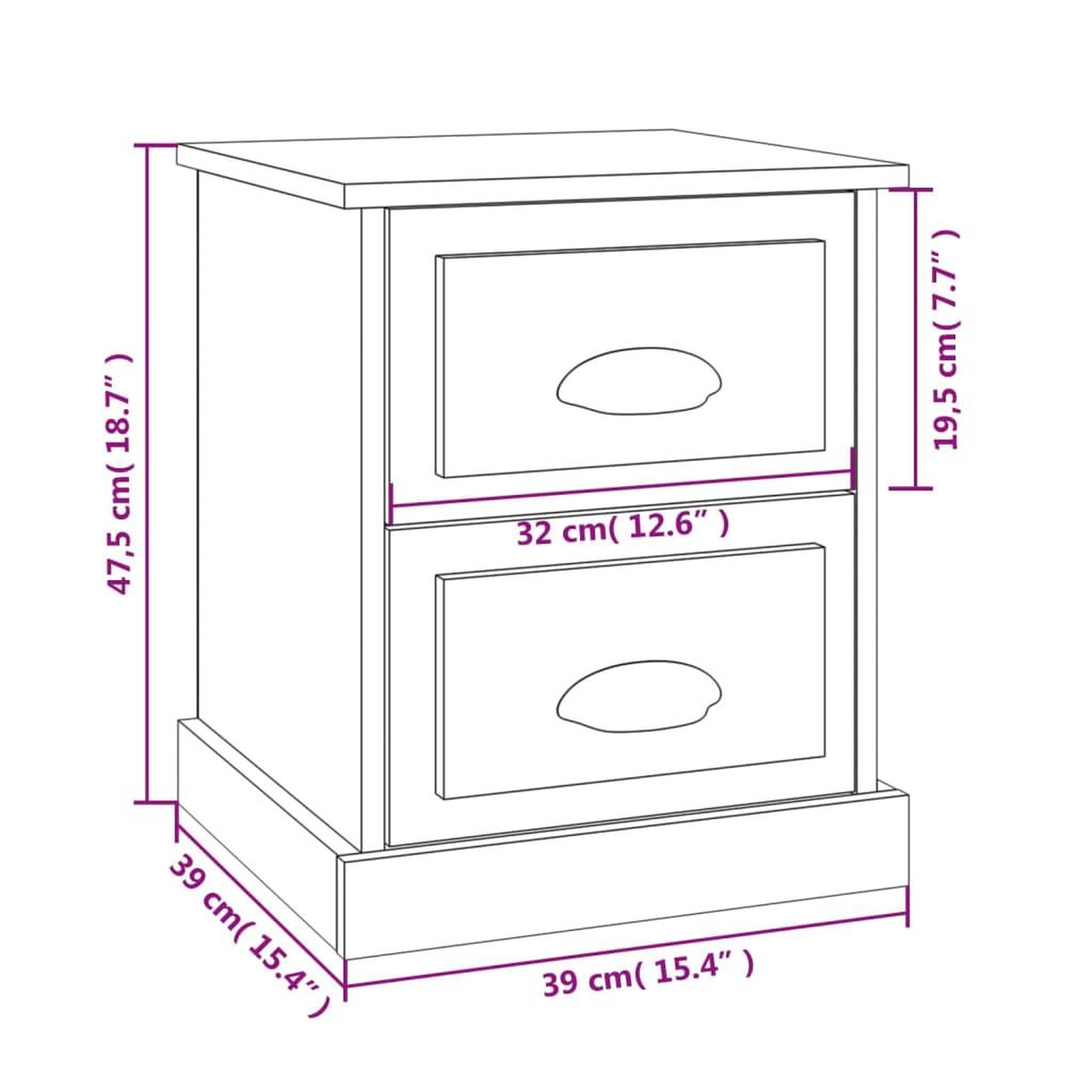 Voir la diapositive 6 : VIDAXL Table de chevet blanc 39x39x47,5 cm bois d'ingenierie