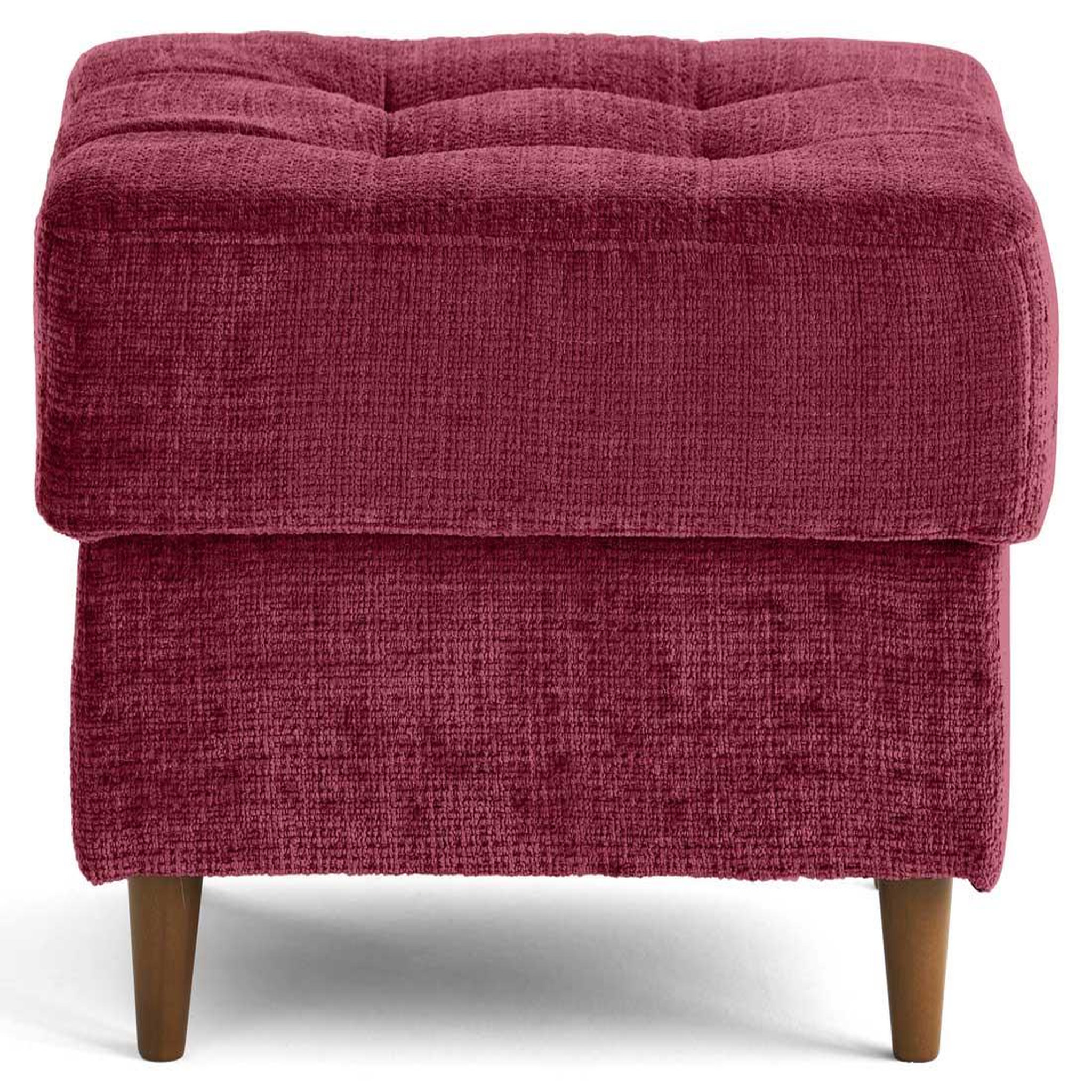 Voir la diapositive 4 : BEST MOBILIER Anna - pouf en velours texturé - pieds en bois