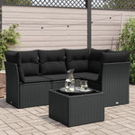 VIDAXL Salon de jardin 5 pcs avec coussins noir resine tressee