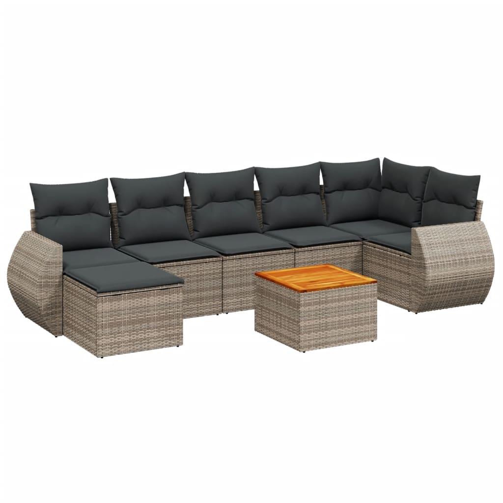 Voir la diapositive 2 : VIDAXL Salon de jardin 8 pcs avec coussins gris resine tressee