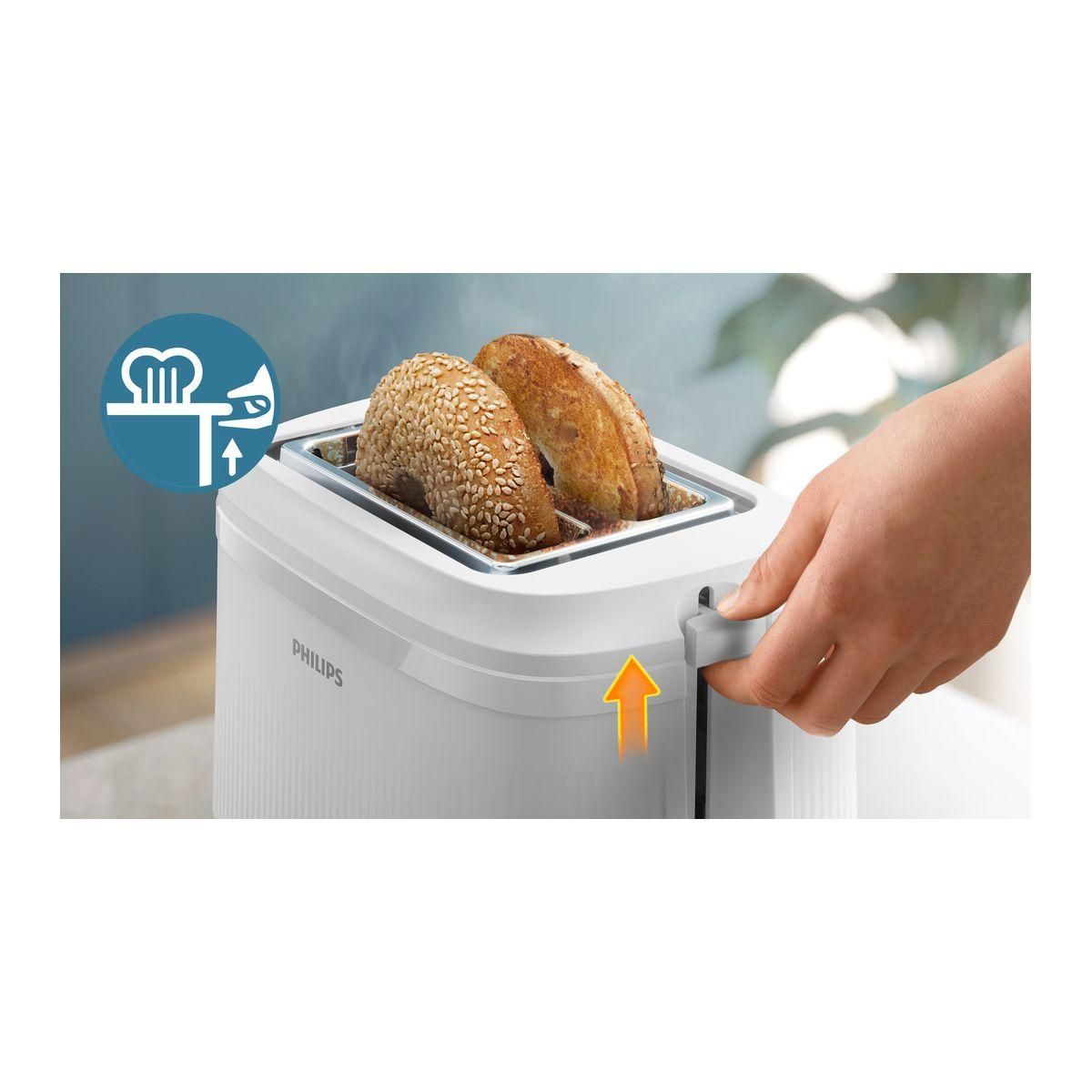 Philips Grille-pain HD2511/00 Toaster blanc Série 3000, 2 fentes, 900W