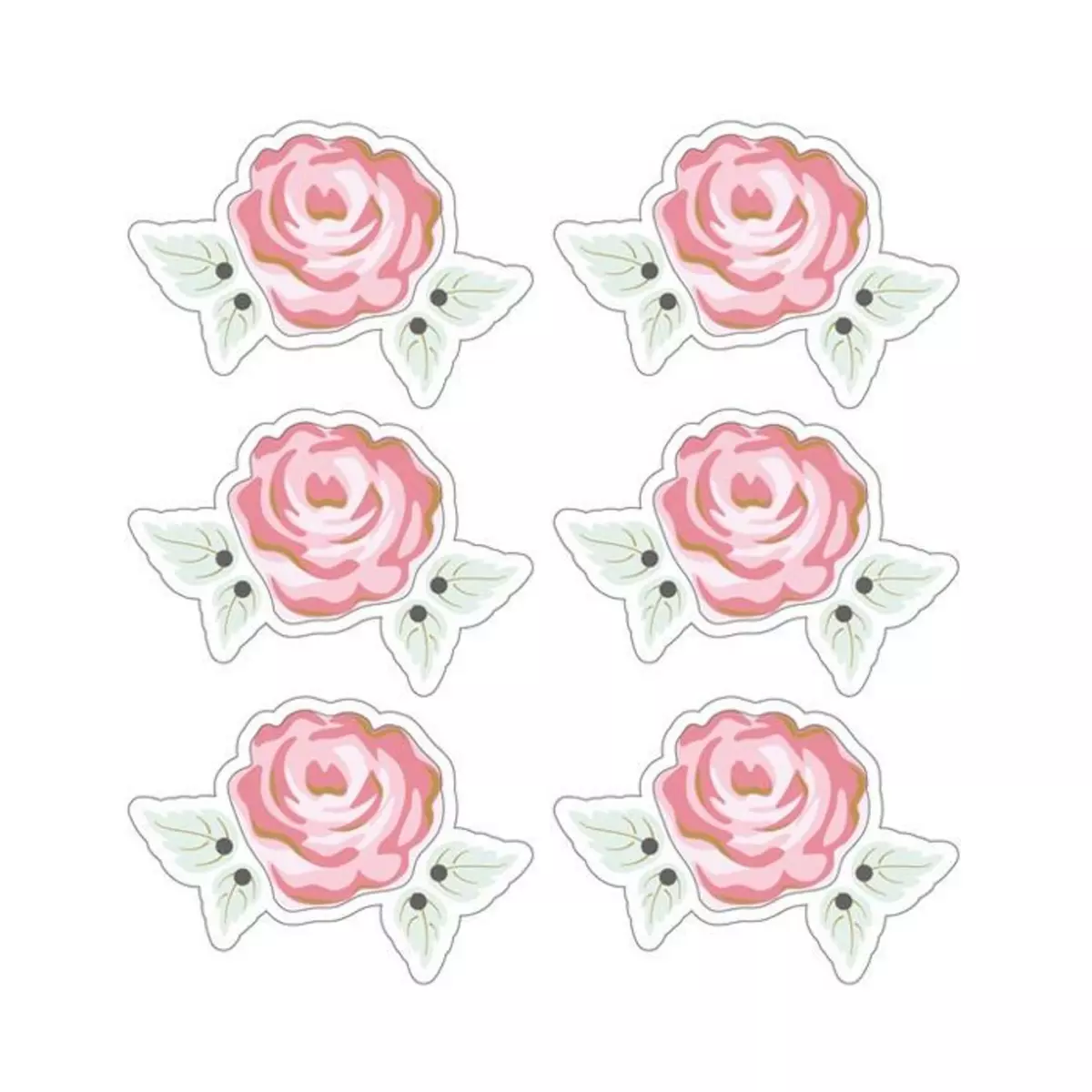 Rayher Autocollants 3D 4cm - Rose romantique avec contour blanc