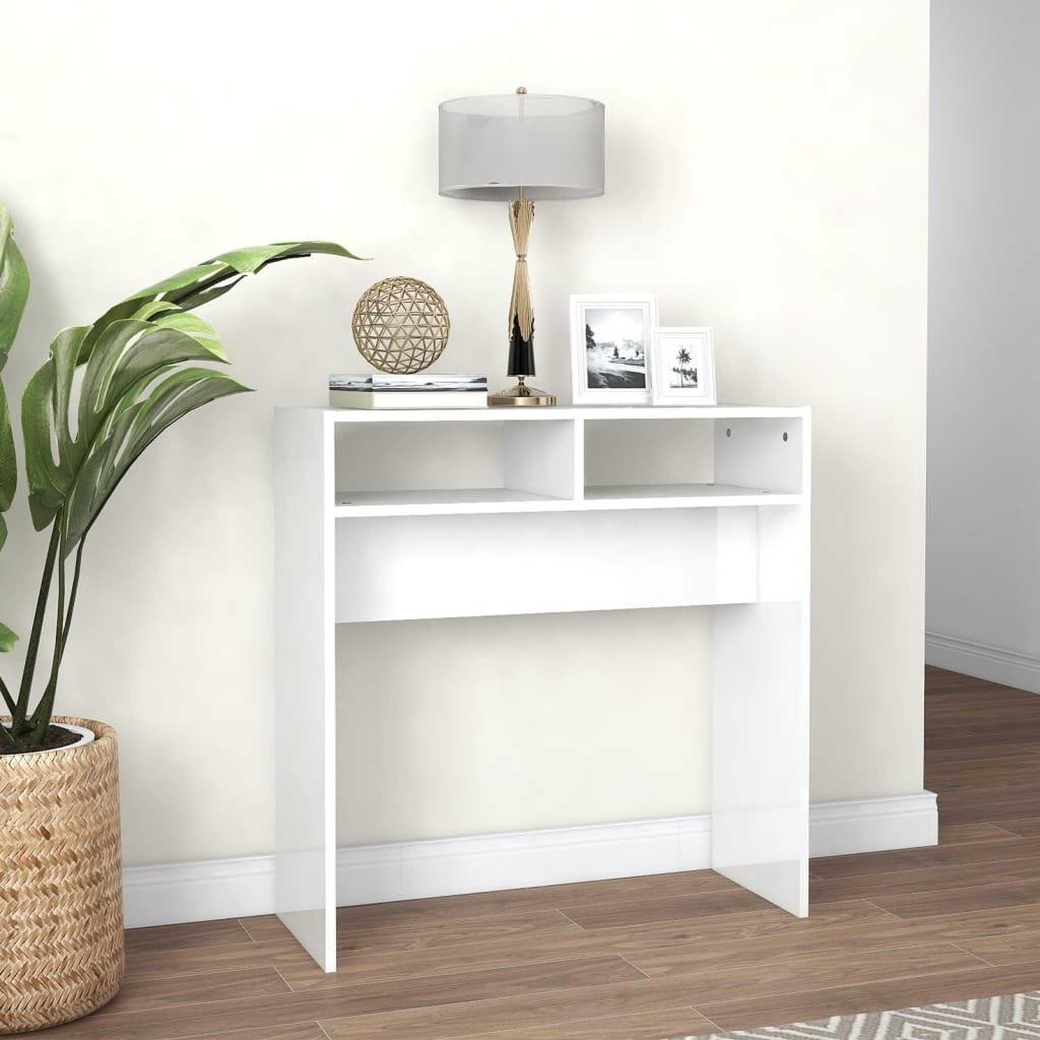 Voir la diapositive 3 : VIDAXL Table console Blanc brillant 78x30x80 cm Agglomere