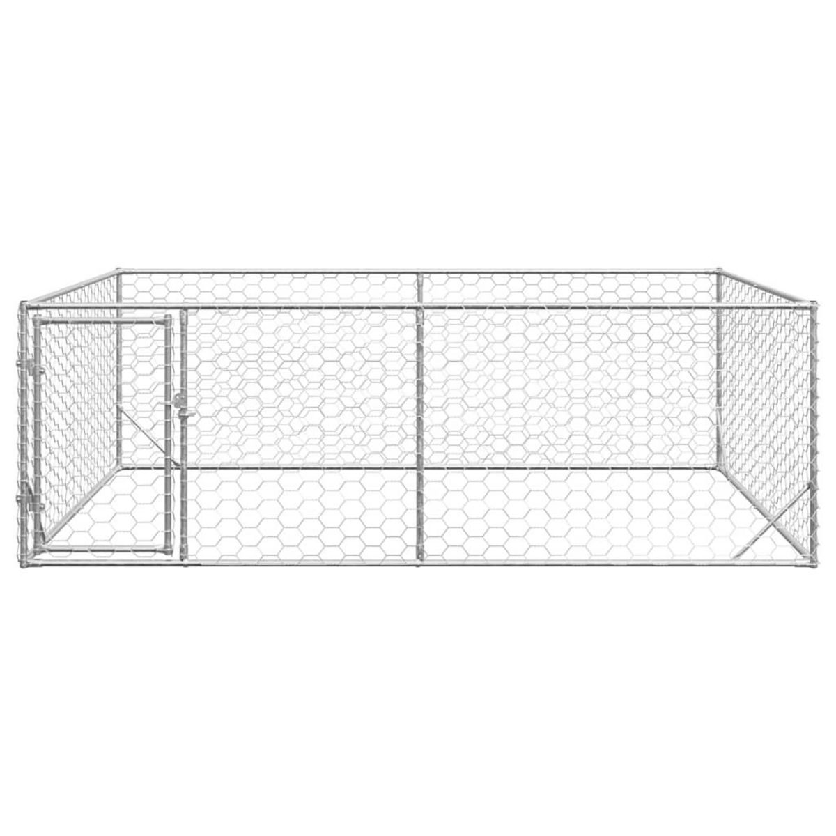 VIDAXL Chenil d'exterieur pour chiens porte 3x2x1 m acier galvanise