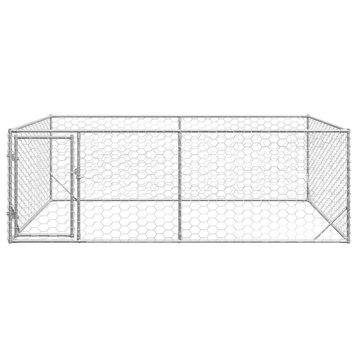 VIDAXL Chenil d'exterieur pour chiens porte 3x2x1 m acier galvanise
