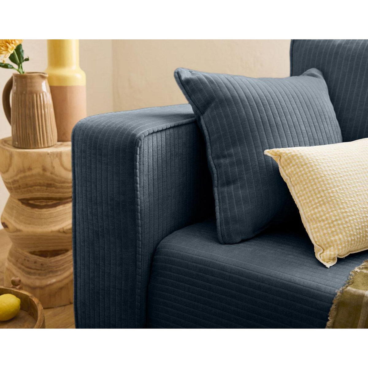 BEST MOBILIER Topaze - canapé 3 places - convertible avec coffre - en velours côtelé plat