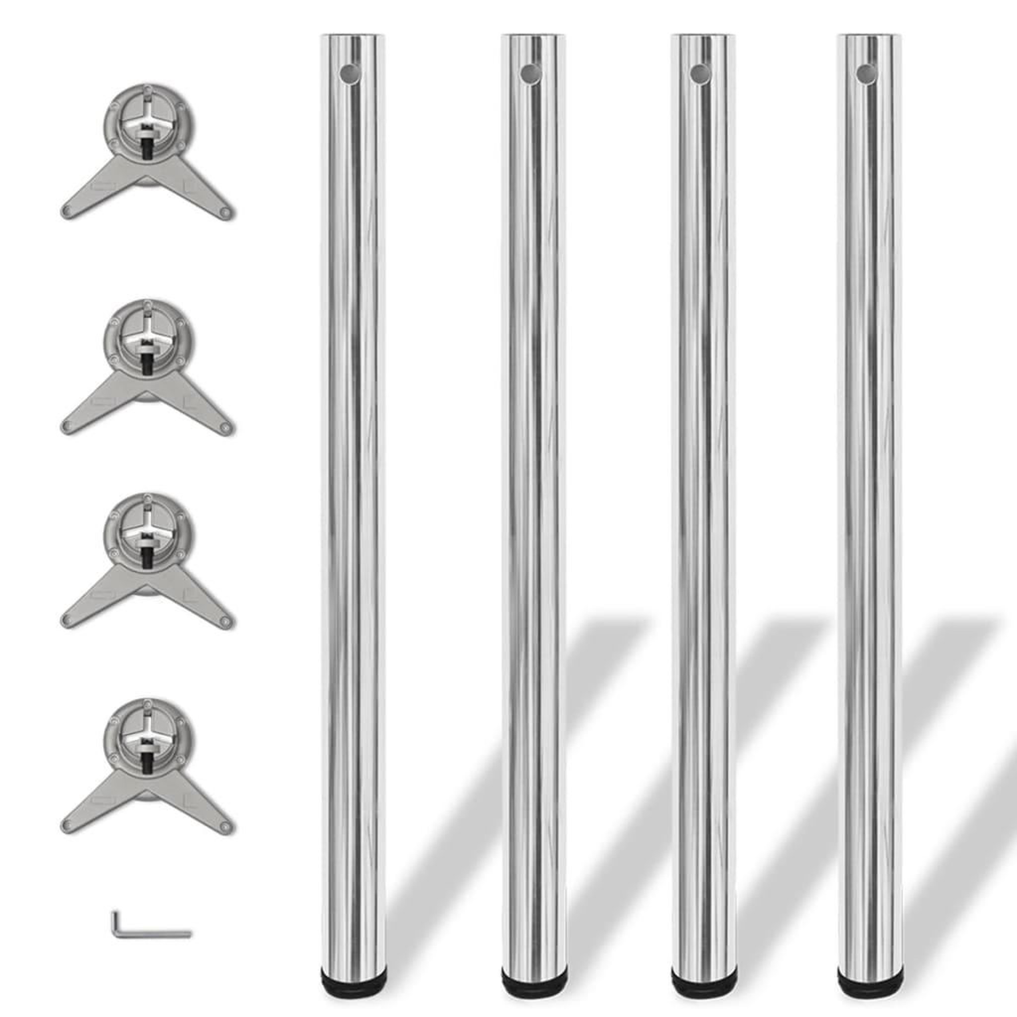 Voir la diapositive 1 : VIDAXL 4 pieds de table reglables en hauteur 870 mm Chrome