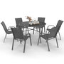 Voir la diapositive 1 : ID MARKET Salon de jardin MADRID table ronde 120 CM et 6 chaises empilables gris anthracite
