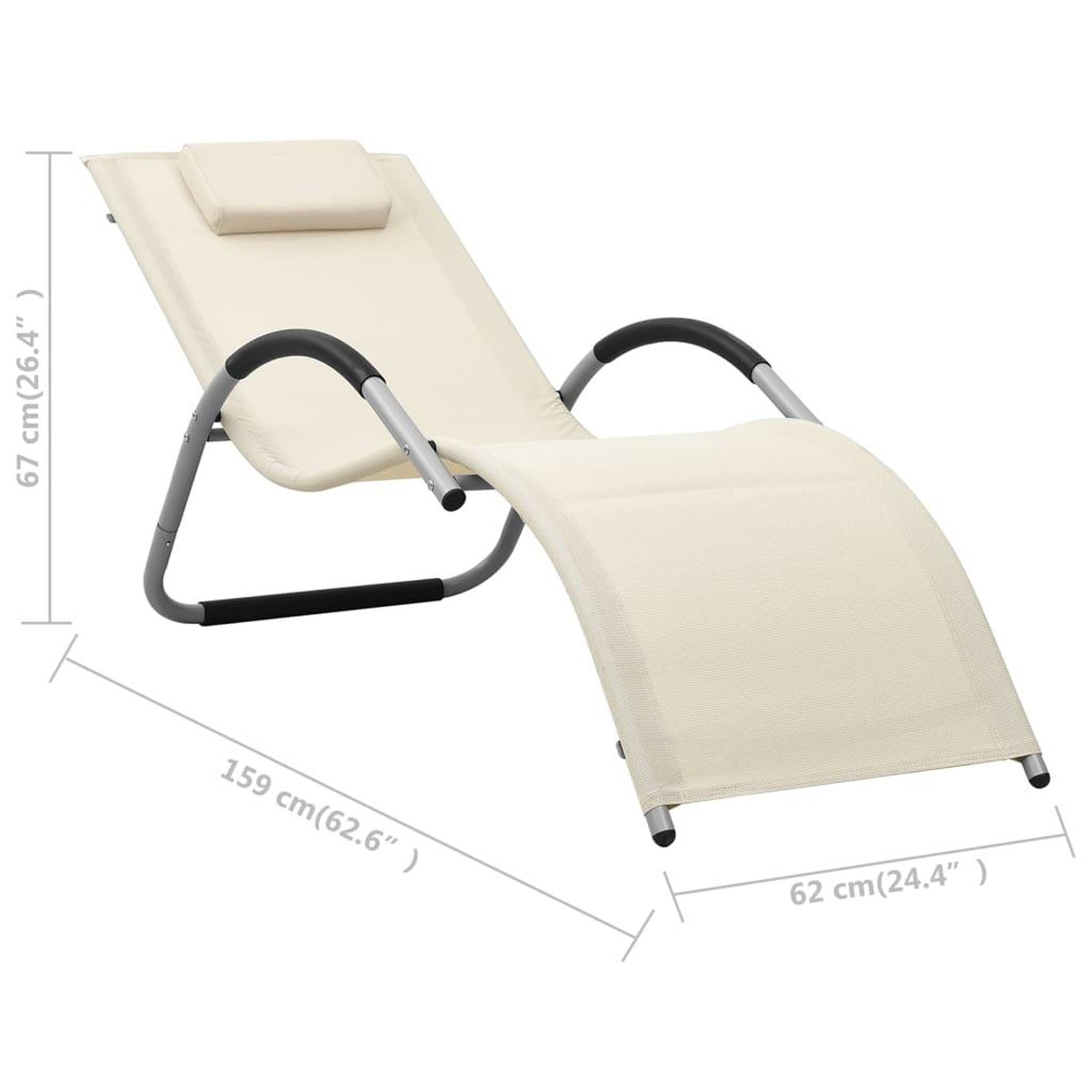 Voir la diapositive 6 : VIDAXL Chaise longue textilene creme et gris