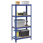 VIDAXL Etagere de rangement a 4 niveaux Bleu Acier et bois ingenierie