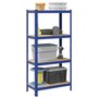 Voir la diapositive 1 : VIDAXL Etagere de rangement a 4 niveaux Bleu Acier et bois ingenierie